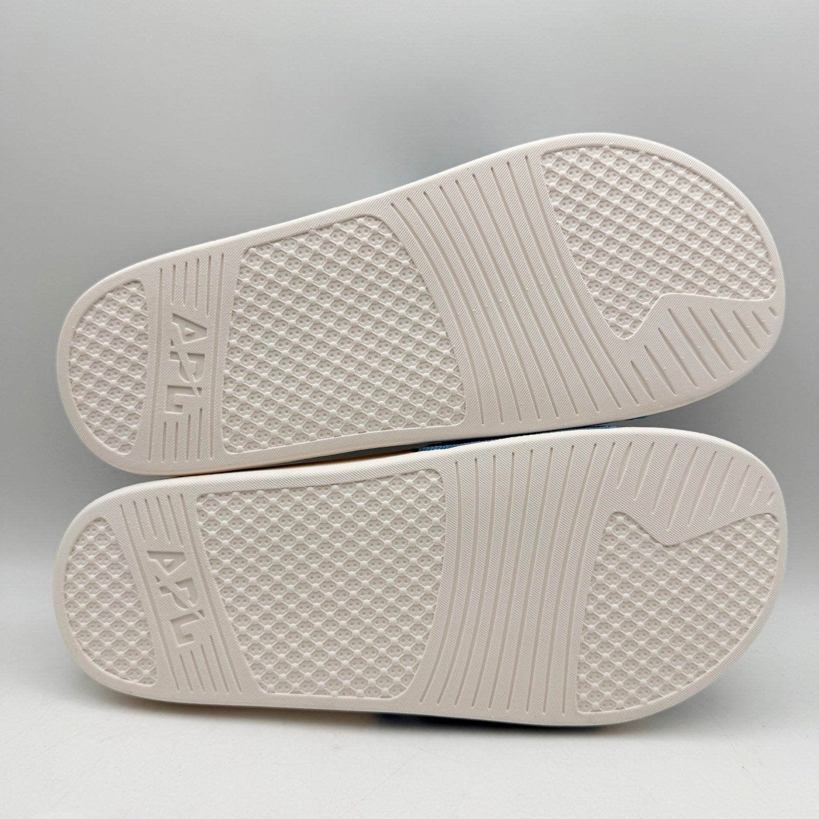 APL Mens Big Logo TechLoom Slide Sandals US 9 EU 42 White Blue Slip On NIB