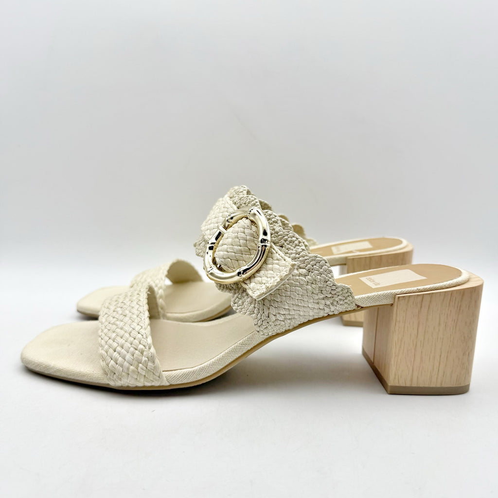 Dolce Vita Womens Zophy Heeled Sandals Size 9.5 Ivory Cream Raffia NWOB