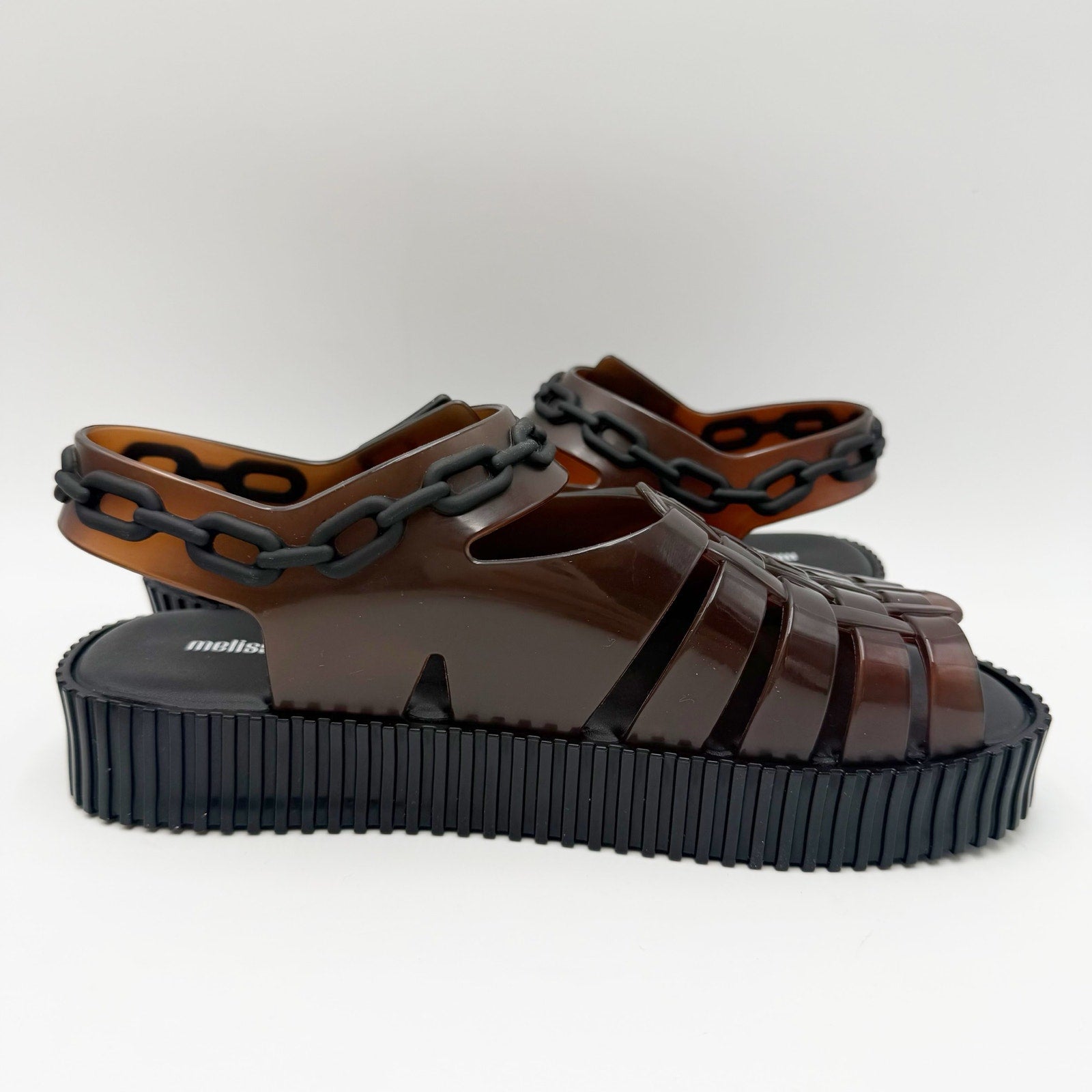 Melissa Womens Francxs + A LA Garconne Sandals Size 6 EU 37 Brown Black NIB