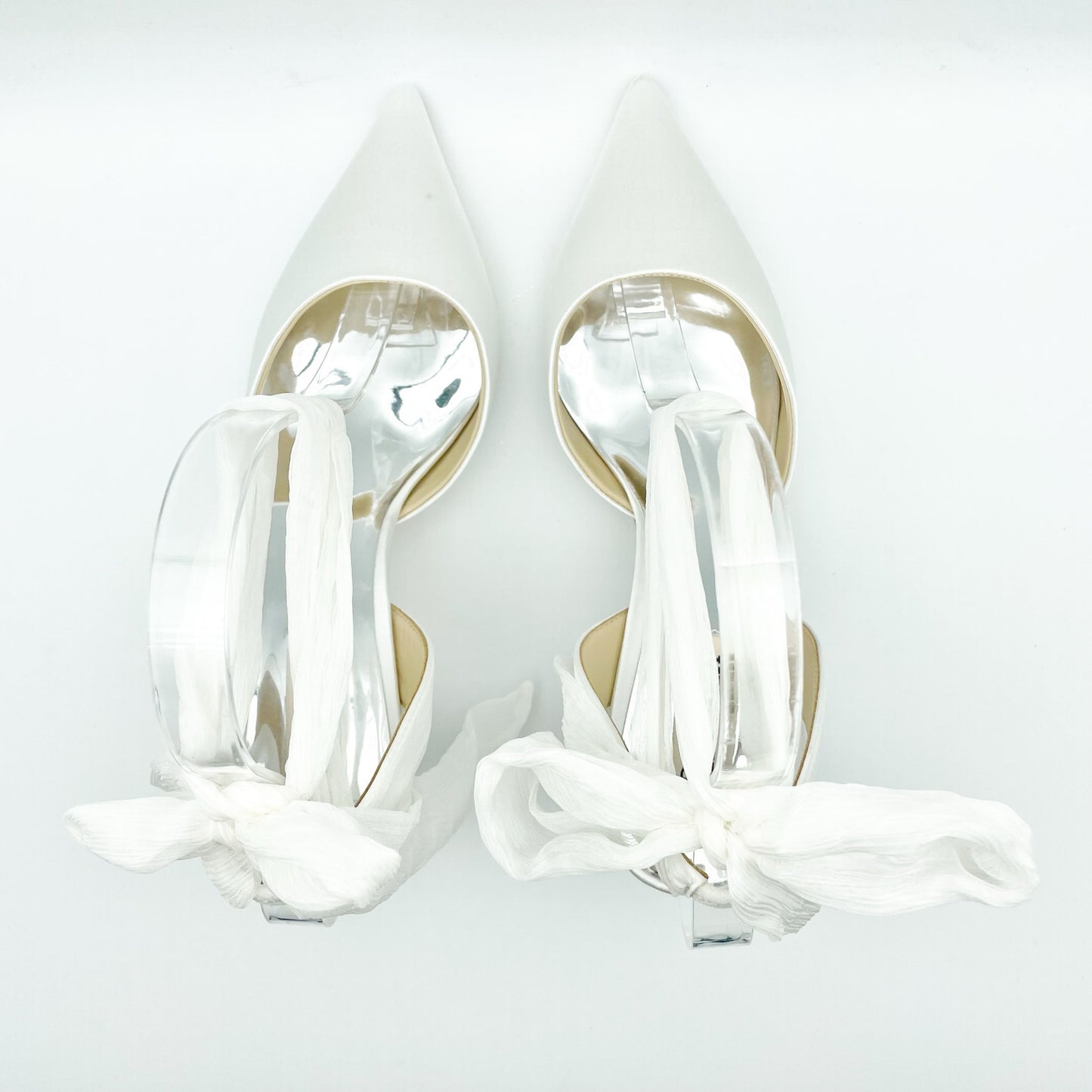 Badgley Mischka Womens Blaze Satin Bow Stiletto Heels US 7.5 M EU 38 White NWOB