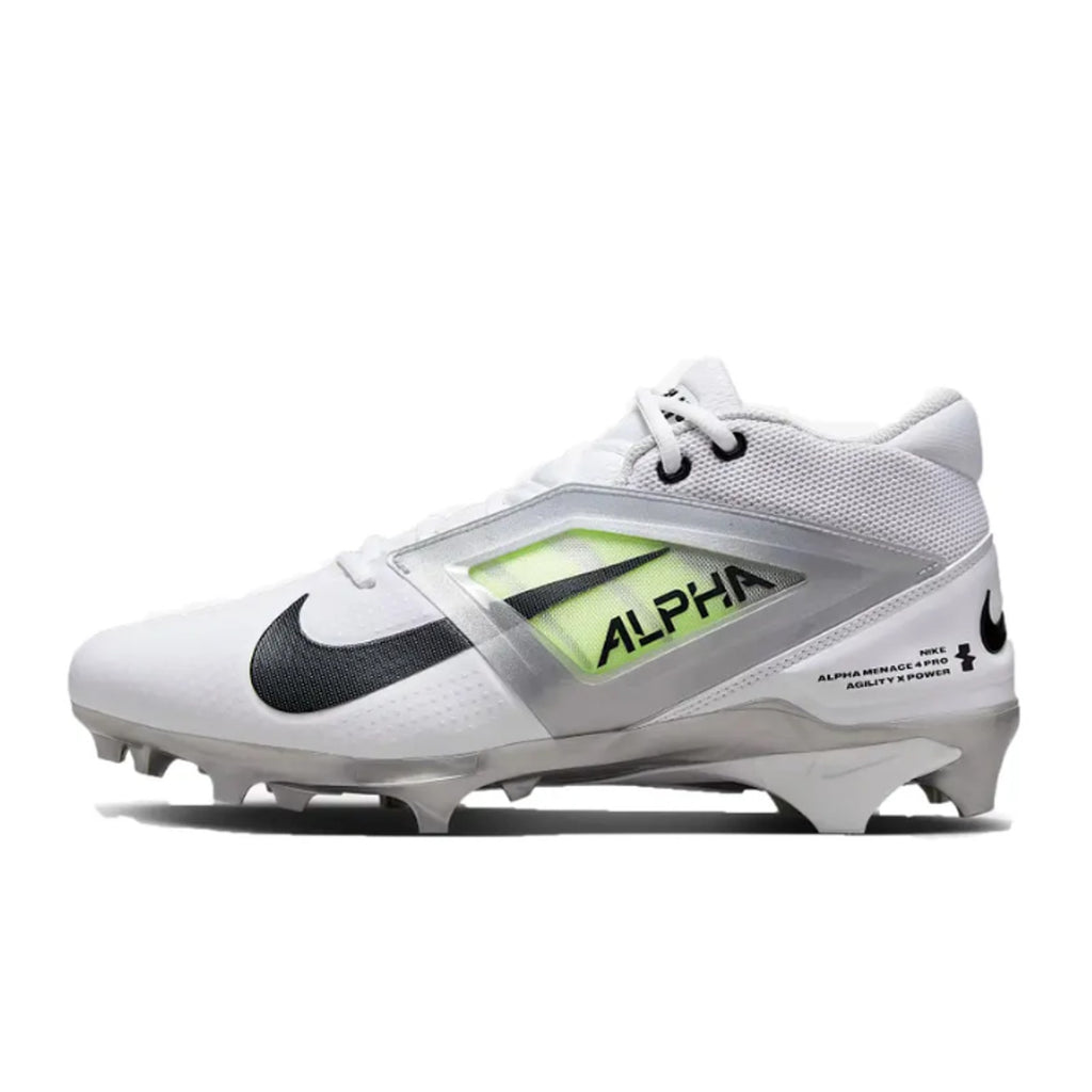 Nike Mens Alpha Menace 4 Pro Molded Football Cleats Size 9 White Black NWOB