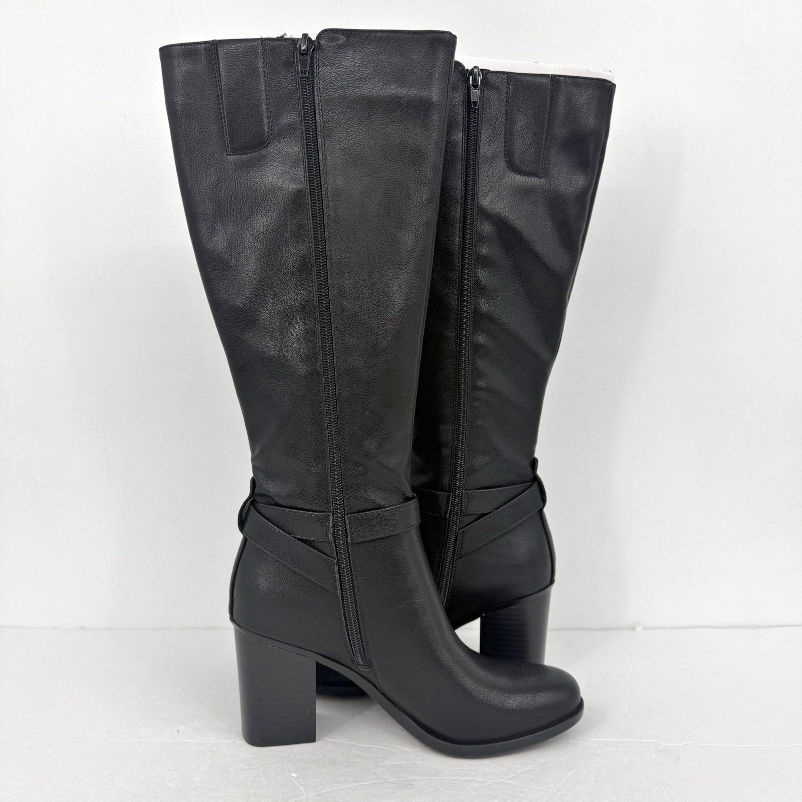 Naturalizer Womens Joslynn Knee High Boots US 7 M EU 37 Black Vegan Leather NIB