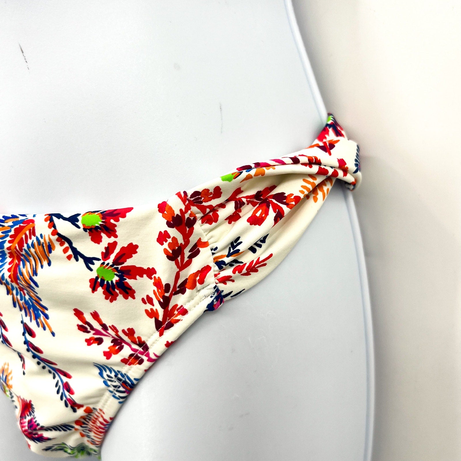LAUREN RALPH LAUREN Fleurette Hipster Bikini Bottom Size 6 White Twist Side NWT