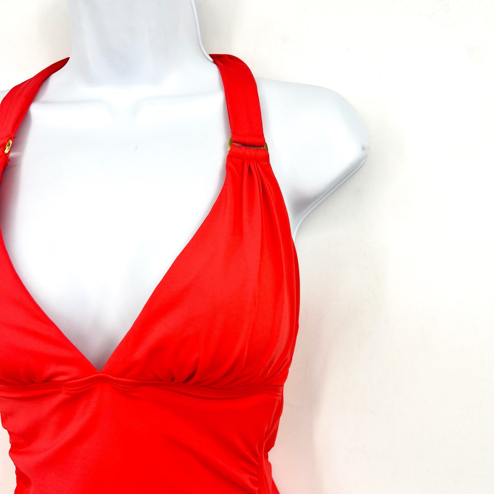 TOMMY BAHAMA Novelty Pearl Halter Ring Tankini Top XS Pink Citrus Coral Swim NWT