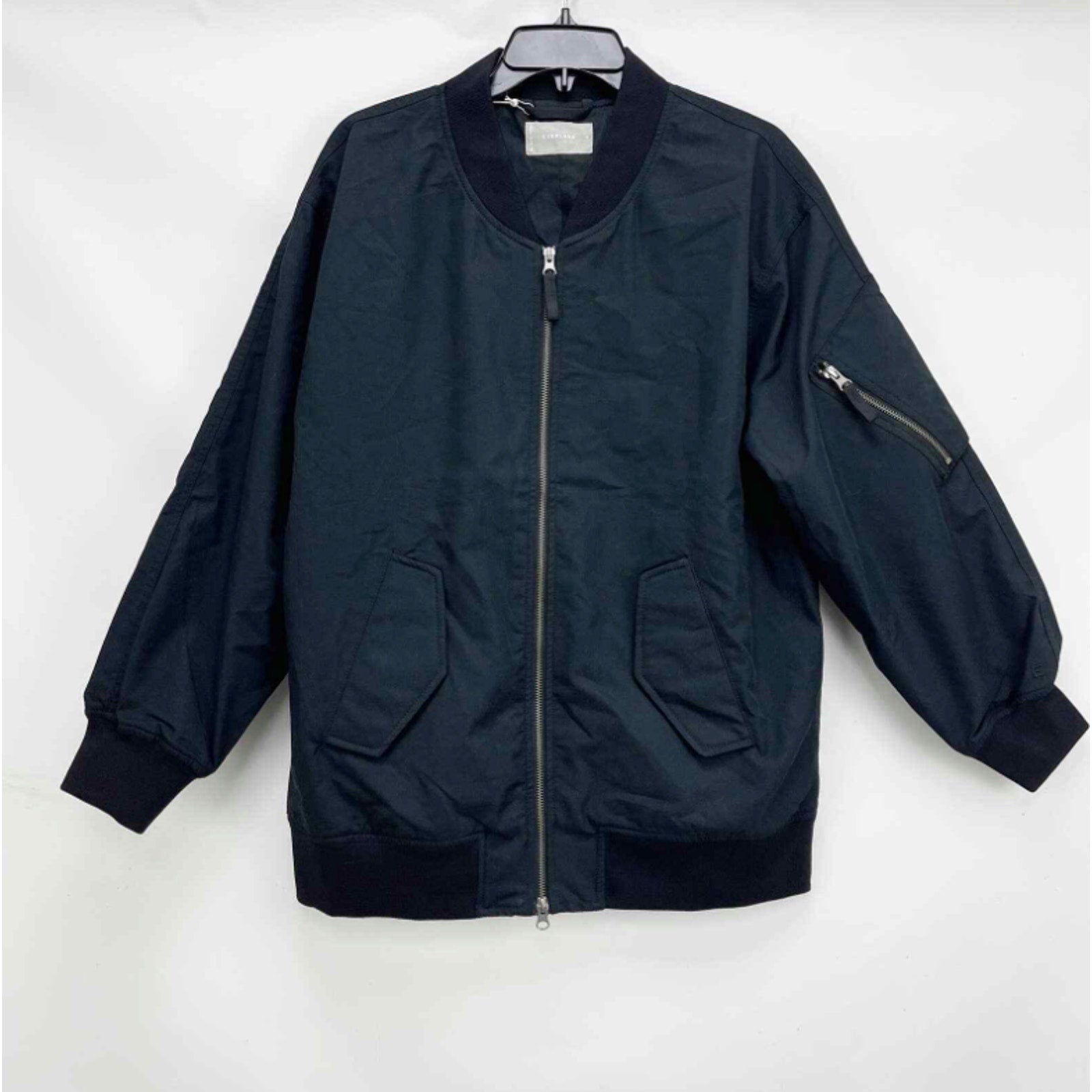 Everlane Womens Cotton Bomber Jacket Small Black Oversized NWT