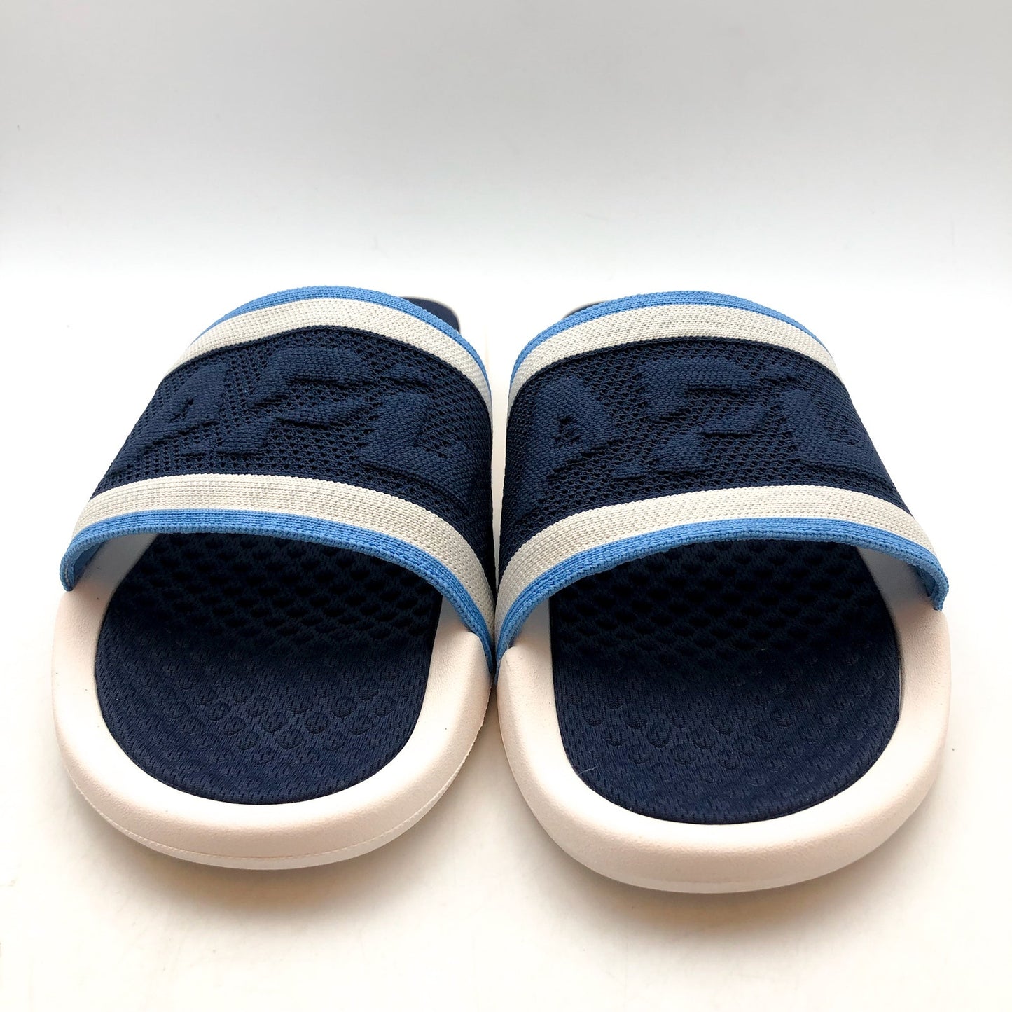 APL Mens Big Logo TechLoom Slide Sandals US 11 EU 44.5 White Blue Slip On NIB