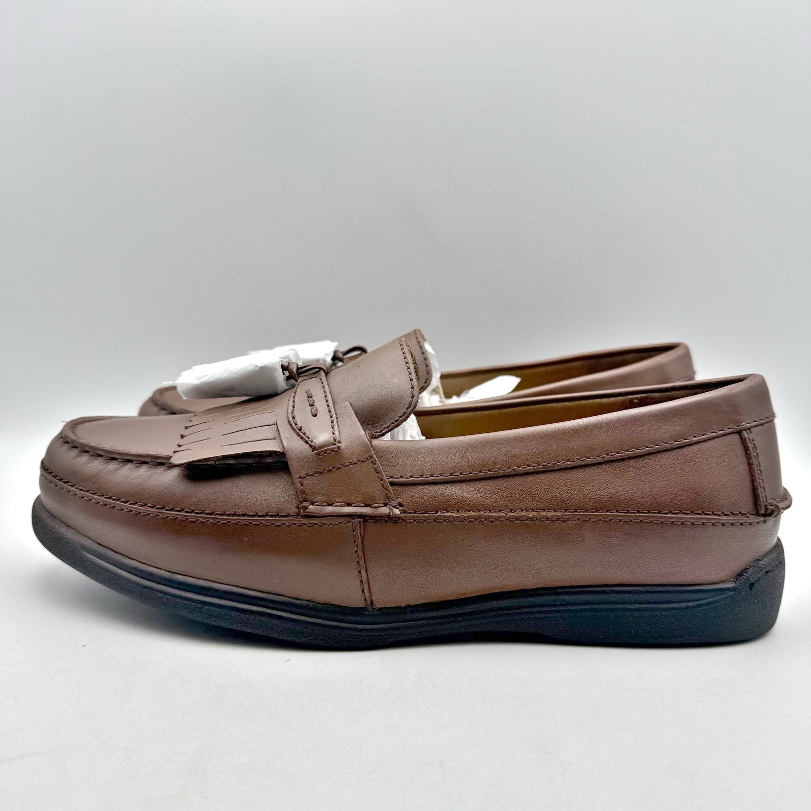 Dockers Mens Sinclair Moc Toe Loafers US 10 Wide EU 43 Brown Leather Tassel NIB
