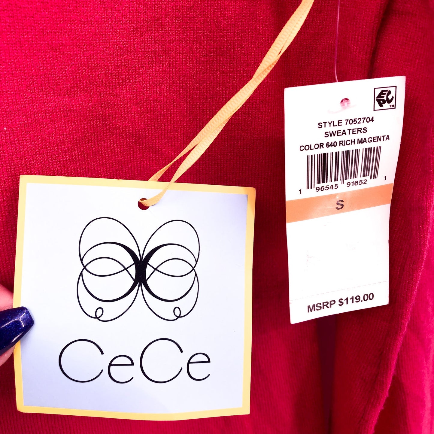 CECE Ruffled Sweater Dress Rich Magenta SMALL