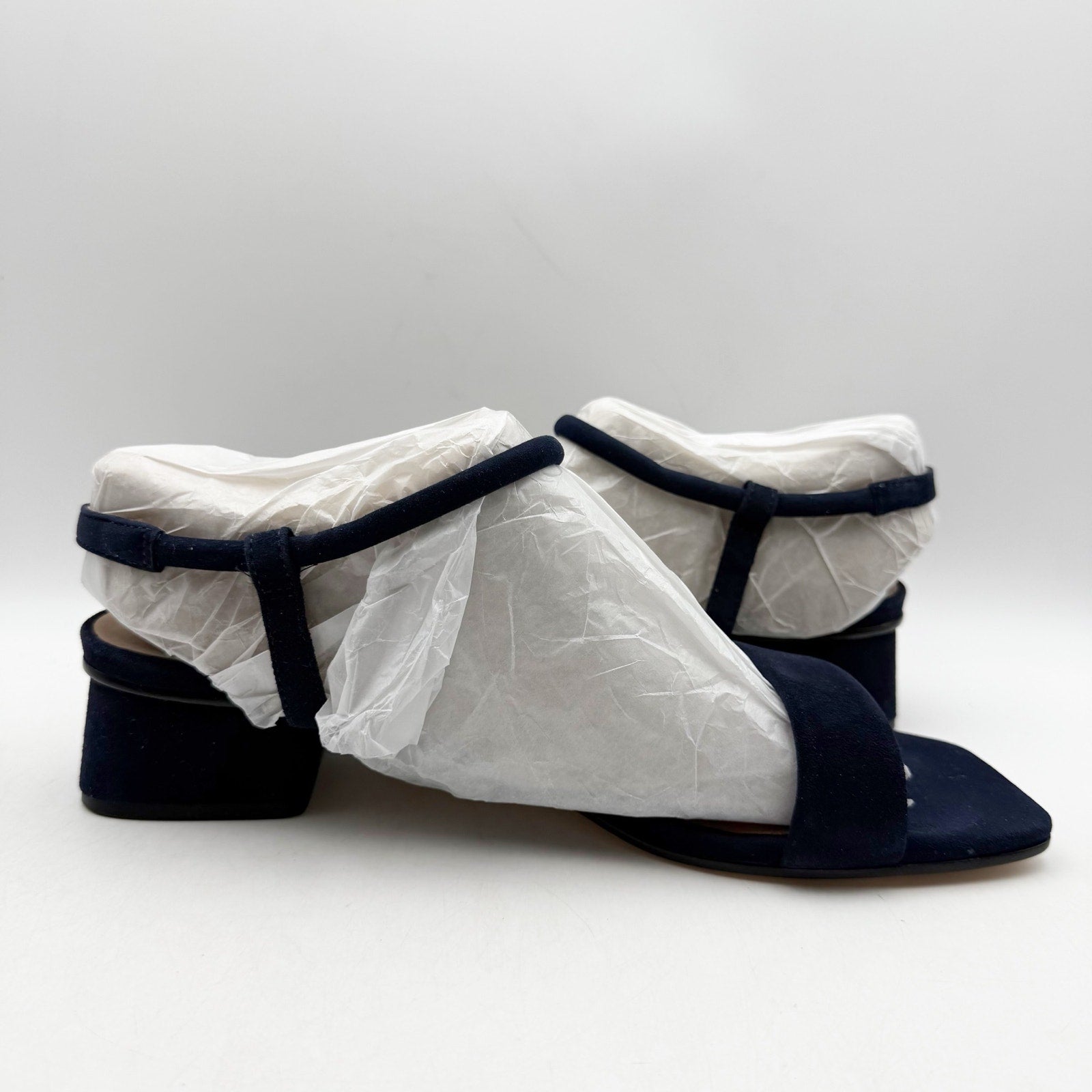 Bernardo Womens Josei Heeled Sandal US 11 Navy Blue Suede Leather NIB