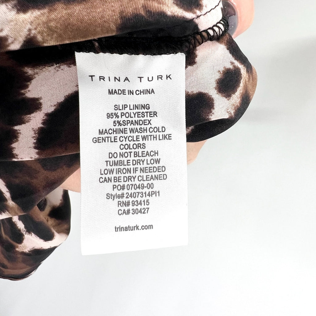 TRINA TURK Women's Shalina Tie-Waist Maxi Dress Small Lampoul Leopard NWT