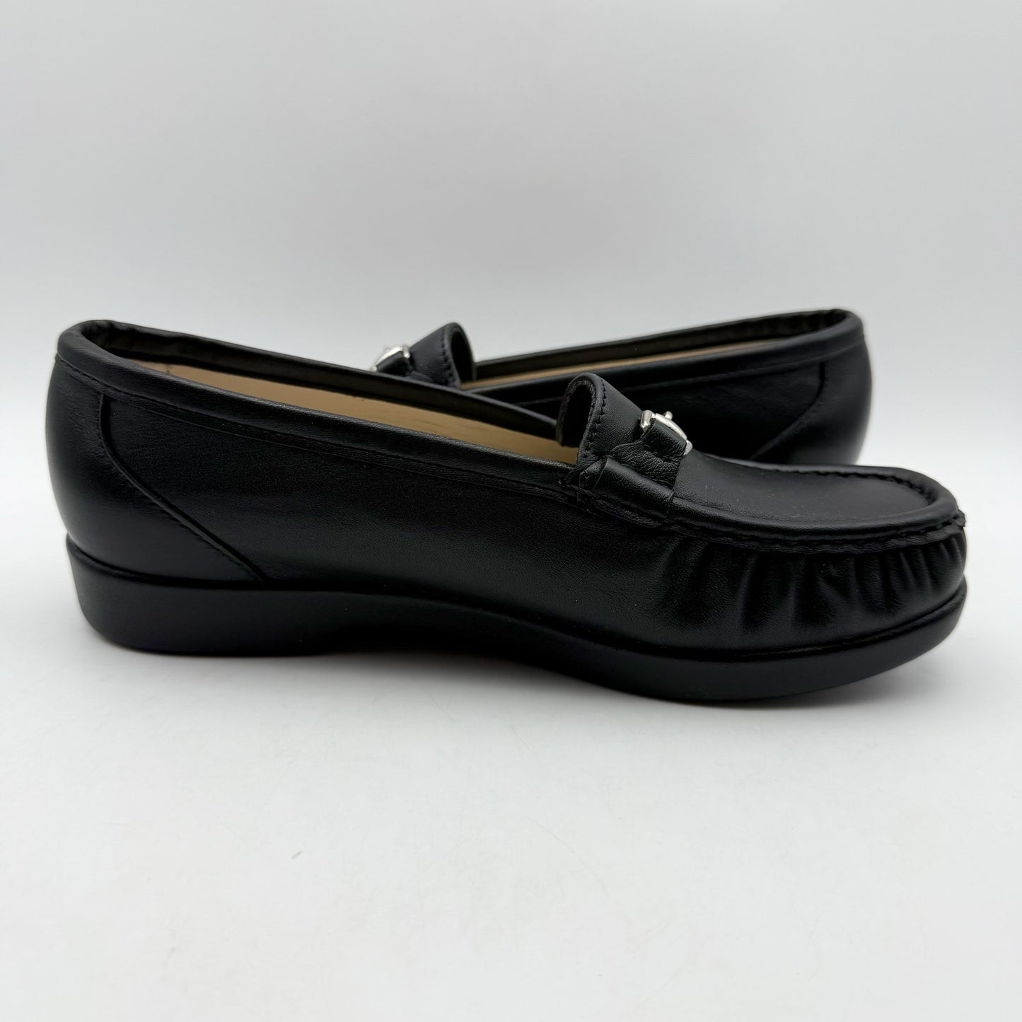 SAS Womens Metro Comfort Bit Loafers US 6.5 WW Black Leather NIB