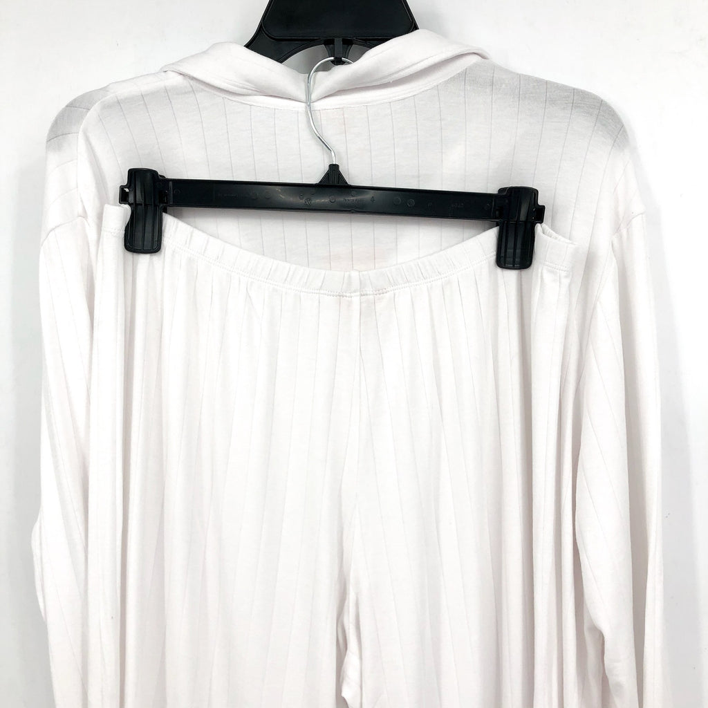 EBERJEY Women's Gisele Rib Long PJ Set Large White TENCEL Modal NWT