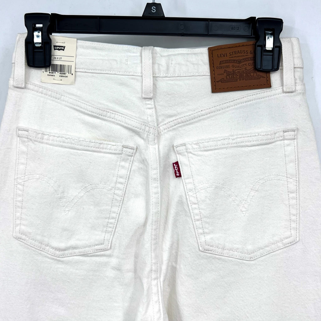LEVI'S Women's Ribcage Straight Ankle Jeans 26x27 US 2 Cloud White 726930076 NWT