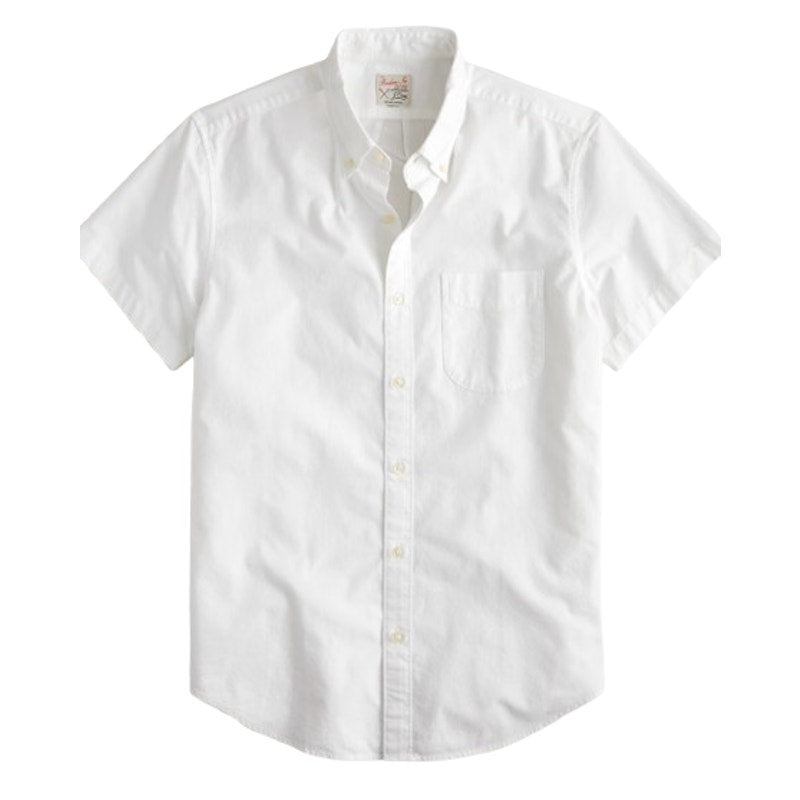 J.CREW Mens Broken-in Oxford Shirt Small White Short-sleeve Cotton BE986 NWT