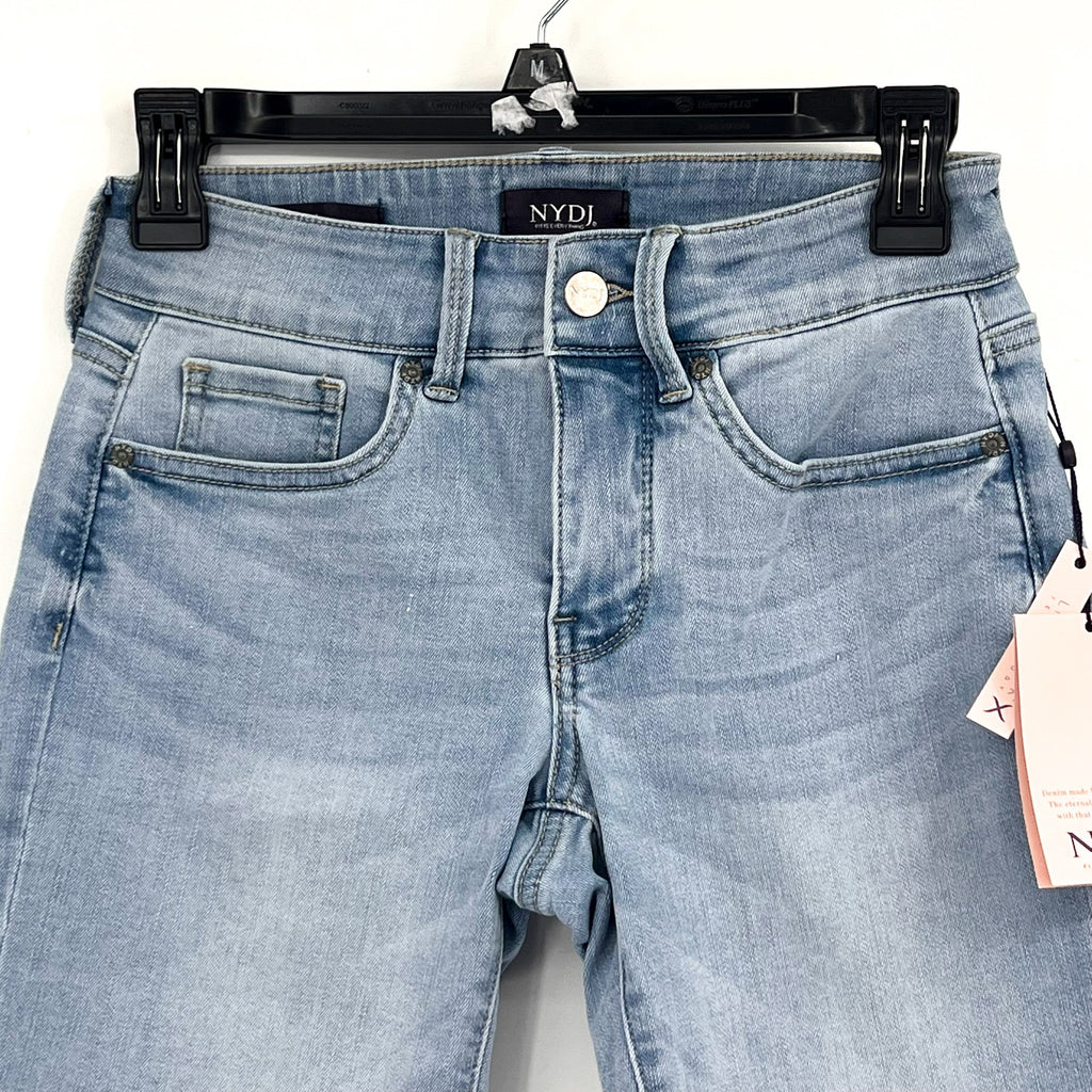 NYDJ Womens Ella Denim Shorts Size 00 PETITE Light Blue Poetry 8" Inseam NWT