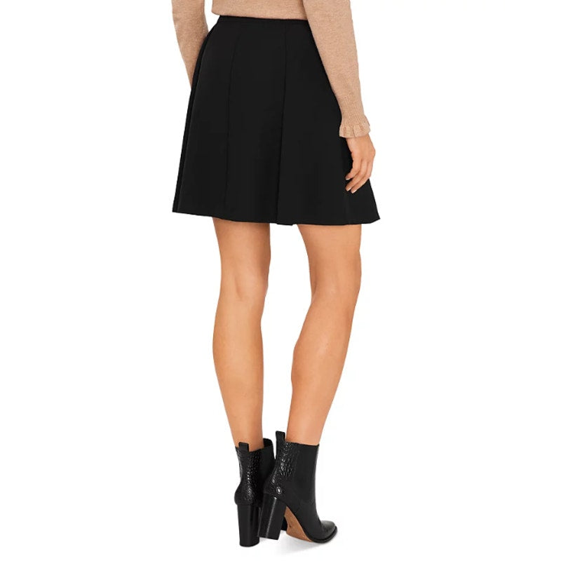 CECE Women's Pleated Mini A-Line Skirt Size 0 Rich Black Stretch Lined NWT