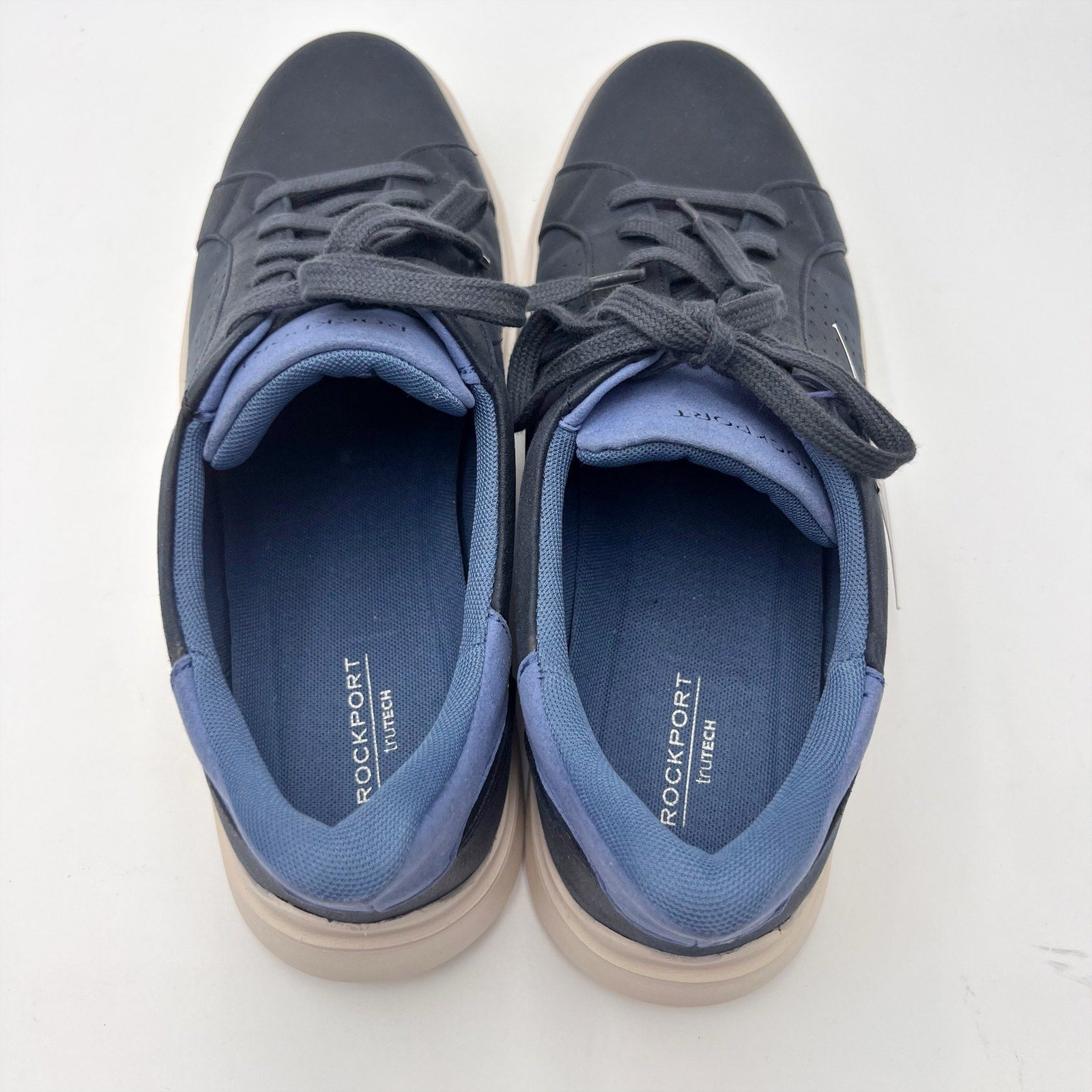 Rockport Mens Tristen Step Activated Sneakers Size 11.5 WIDE Blue Leather NWOB