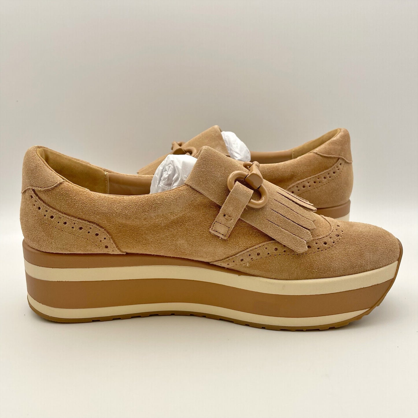 Dolce Vita Women's Jhax Suede Shoe US 9 EU 39-40 Light Brown/Cream NIB
