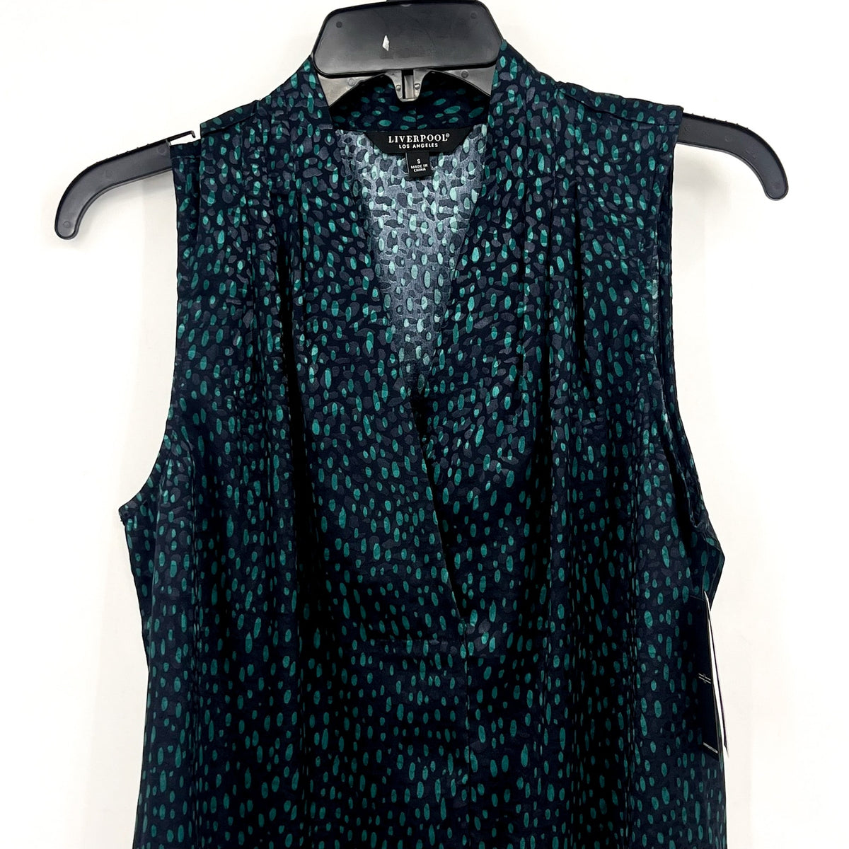 LIVERPOOL Women's Sleeveless Popover Blouse Small Blue Green Print NWT