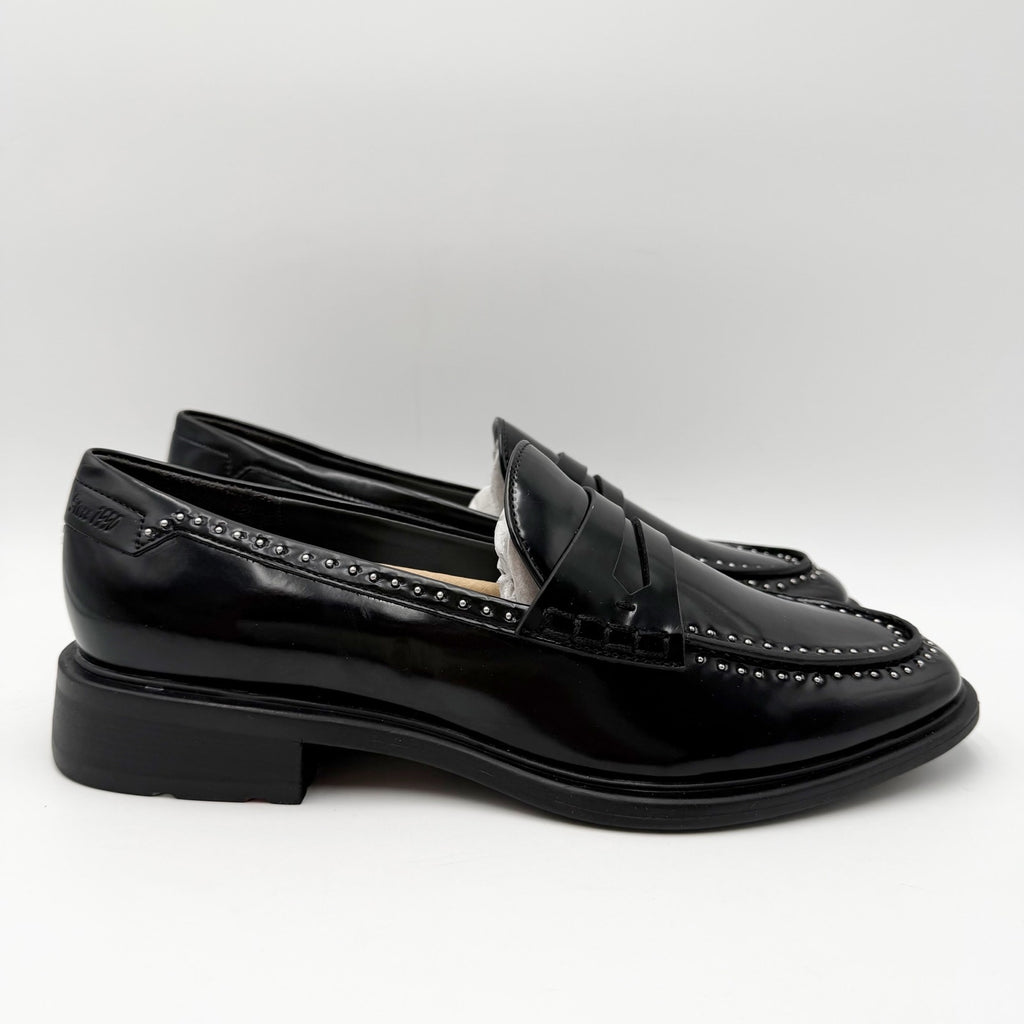 Franco Sarto Womens Eden Studded Loafers Size 8.5 M EU 39 Black Slip On NWOBl