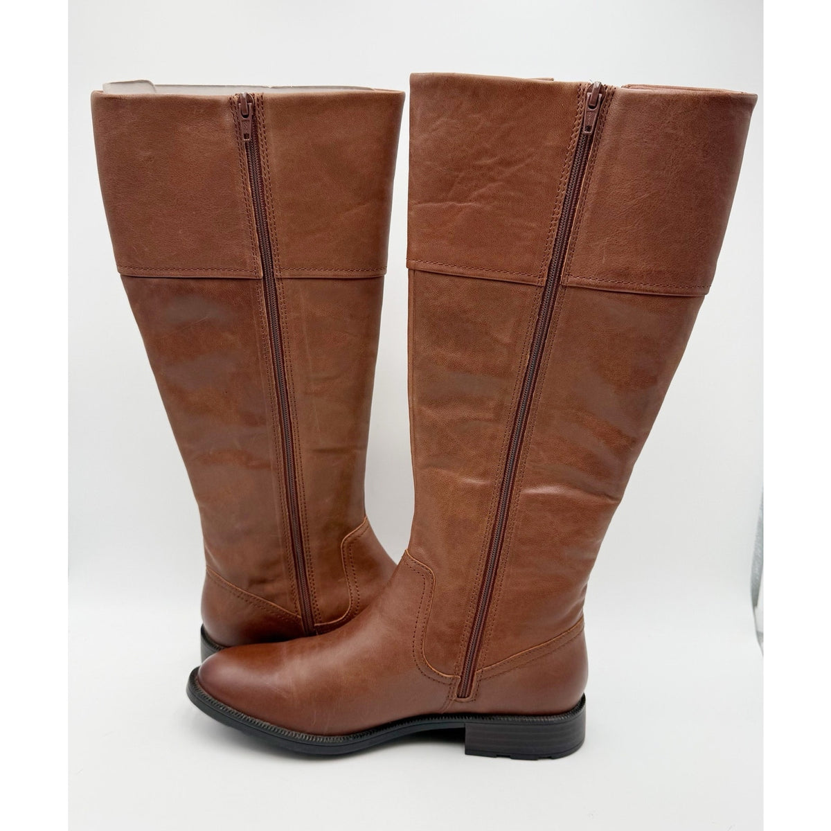 Clarks Womens Adalynn Hope Knee High Boots Size 8.5 M Tan Leather NIB