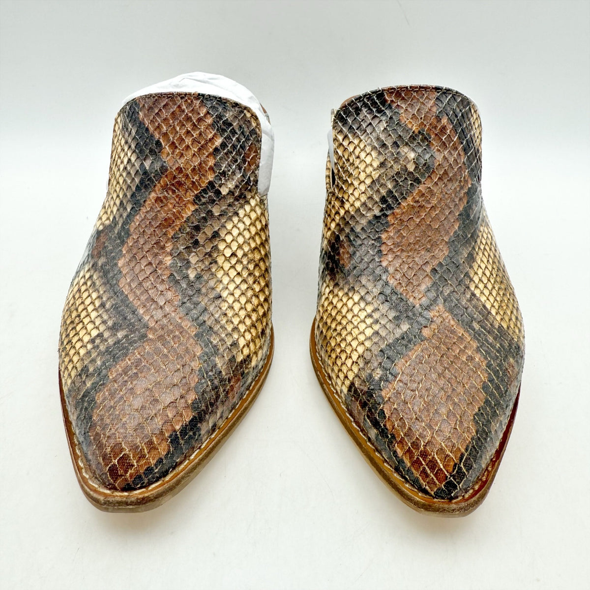 Chinese Laundry Womens Marnie Mules Size 5.5 EU 36 Brown Snake Print NIB