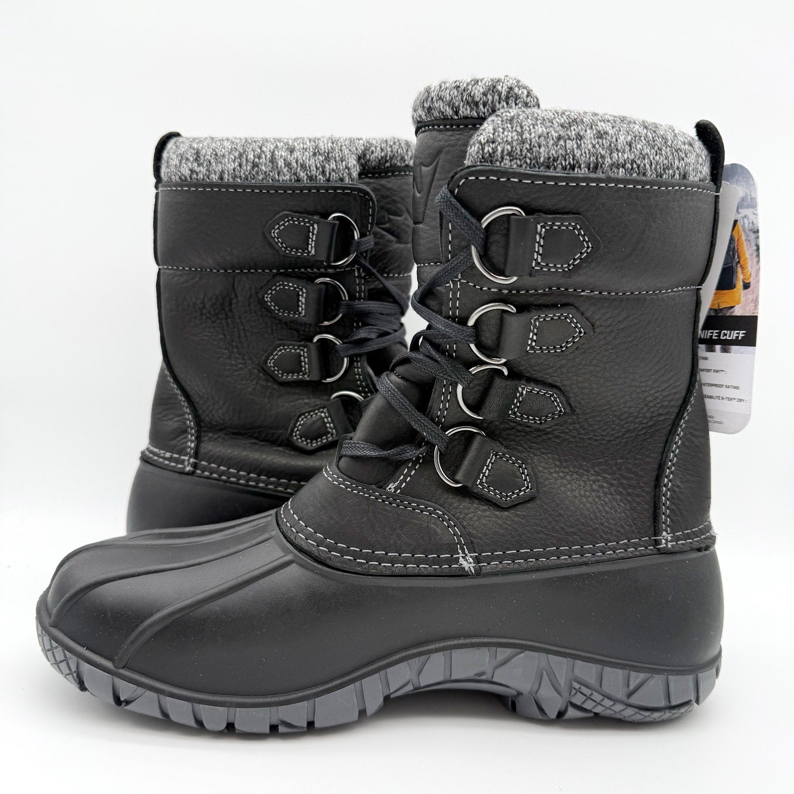 Baffin Women Yellowknife Snow Boots US 11 Black Leather Waterproof Insulated NIB