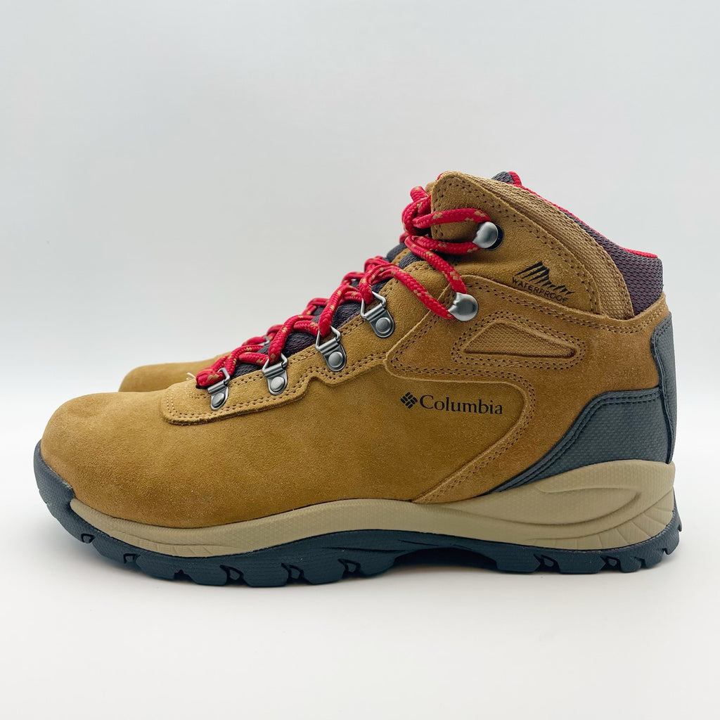 Columbia Womens Newton Ridge Plus Amped Hiking Boots 9.5 WIDE Tan Red WP NIB