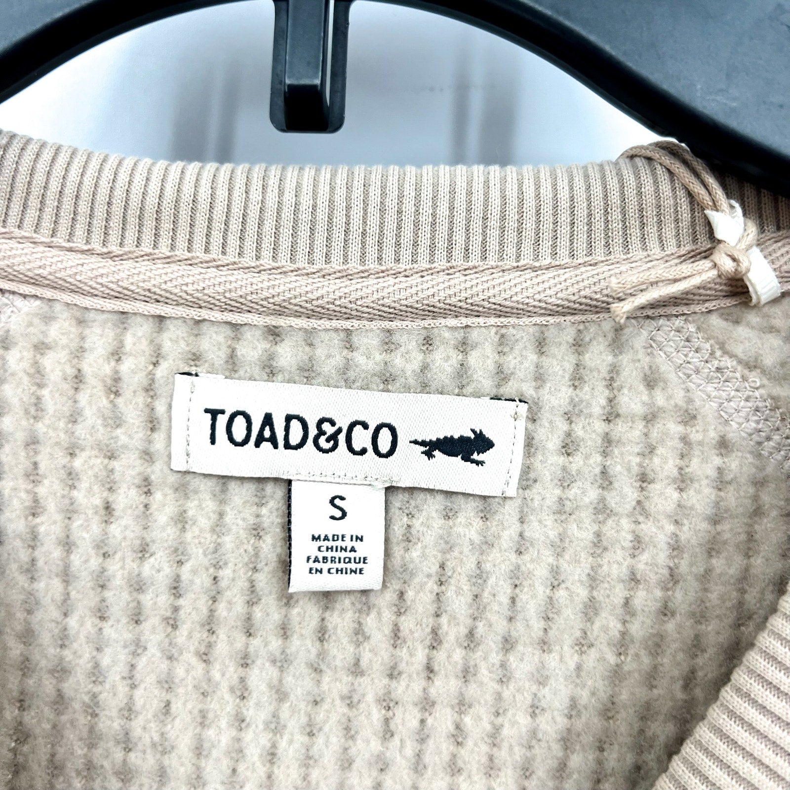 TOAD & CO Womens Bitterroot Sweatshirt Small Twine Beige Waffle Long Sleeve NWT