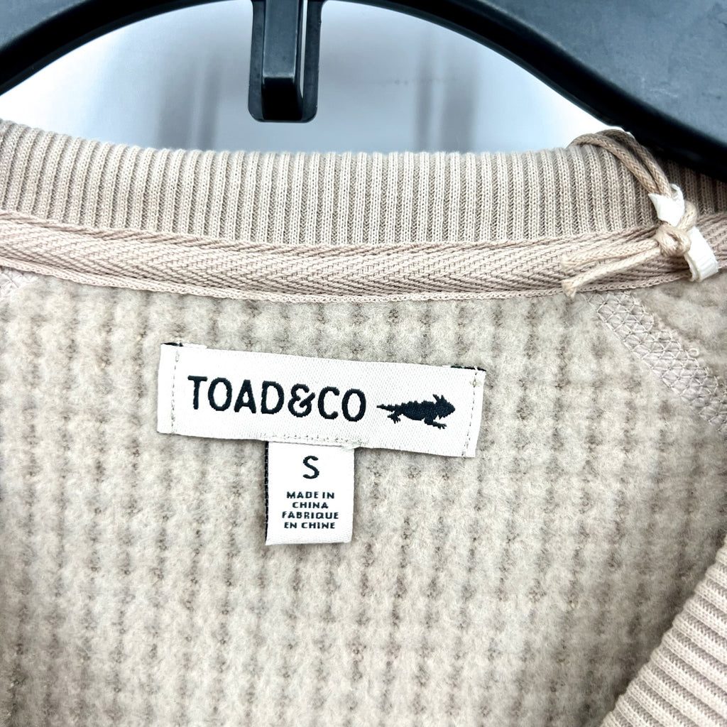 TOAD & CO Womens Bitterroot Sweatshirt Small Twine Beige Waffle Long Sleeve NWT