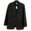 TOPSHOP Women's Oversized Tailored Dad Blazer Jacket Size 8 Grey Pinstripe NWT