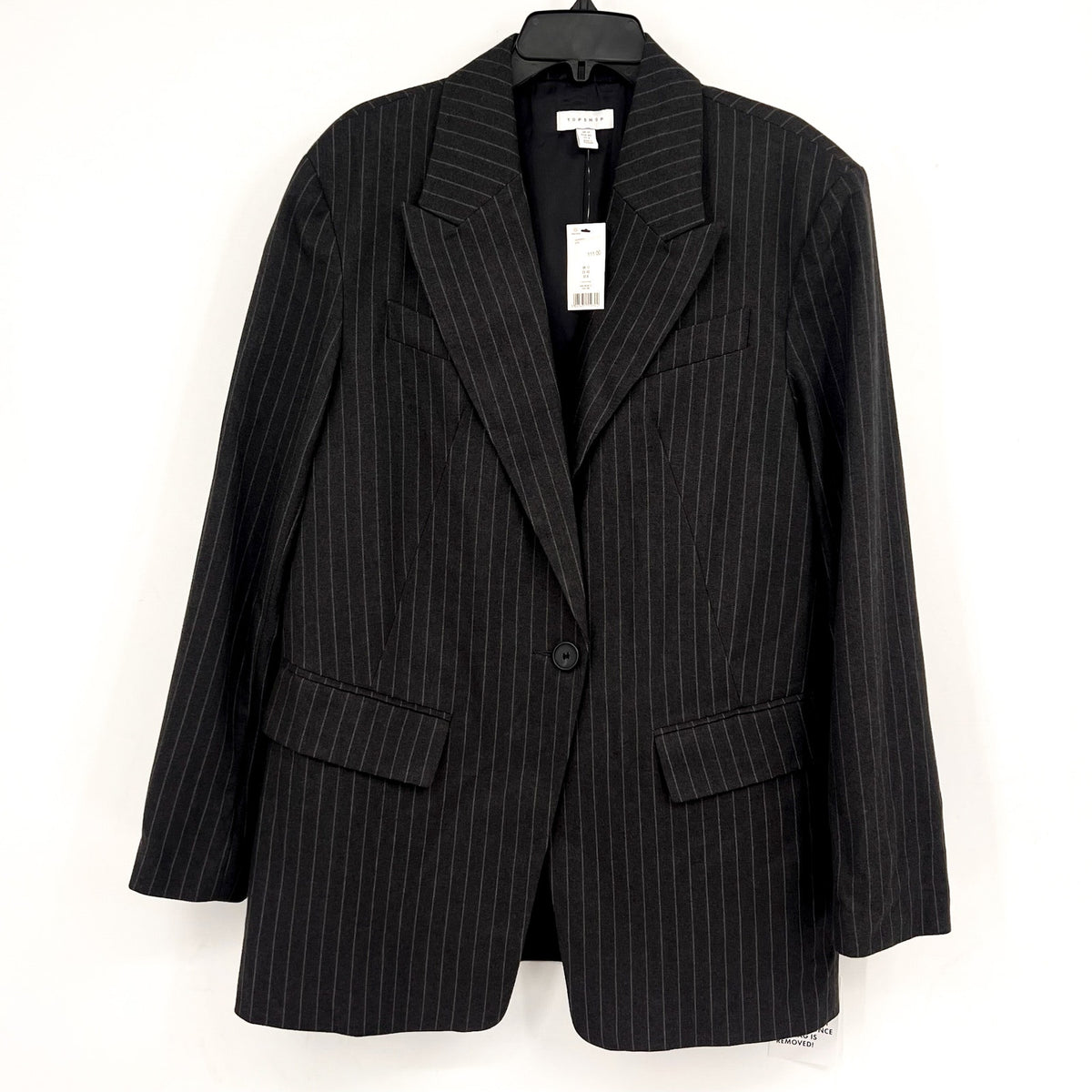 TOPSHOP Women's Oversized Tailored Dad Blazer Jacket Size 8 Grey Pinstripe NWT