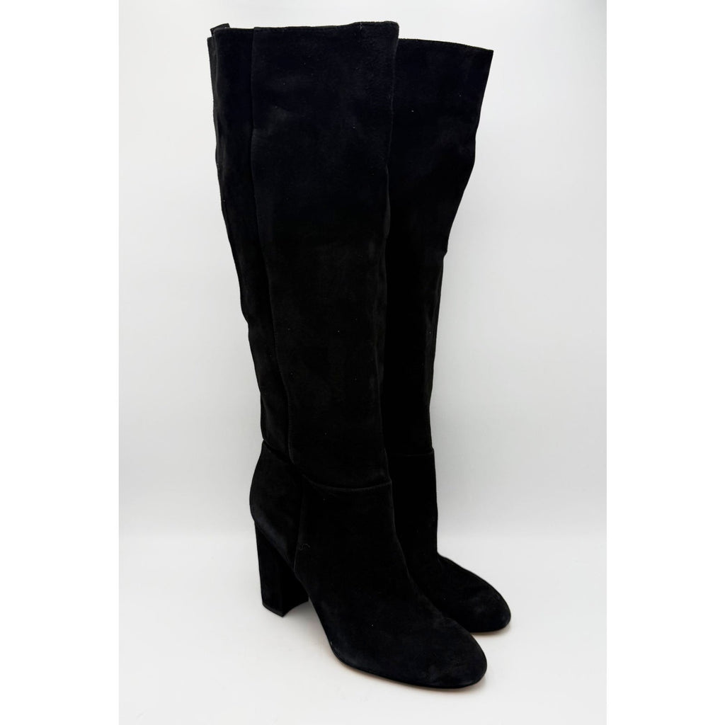 Sam Edelman Womens Caprice Heeled Knee High Boots Size 8.5 Black Suede NWOB