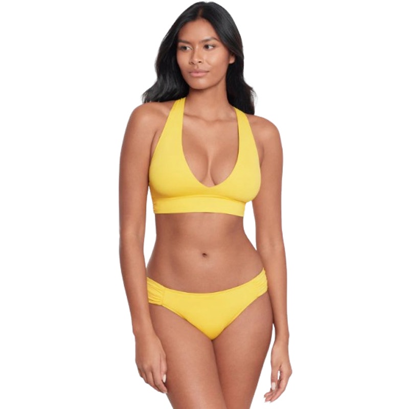 LAUREN RALPH LAUREN Twist X Back Bikini Top SIZE 12 Bright Yellow Beach Club NWT