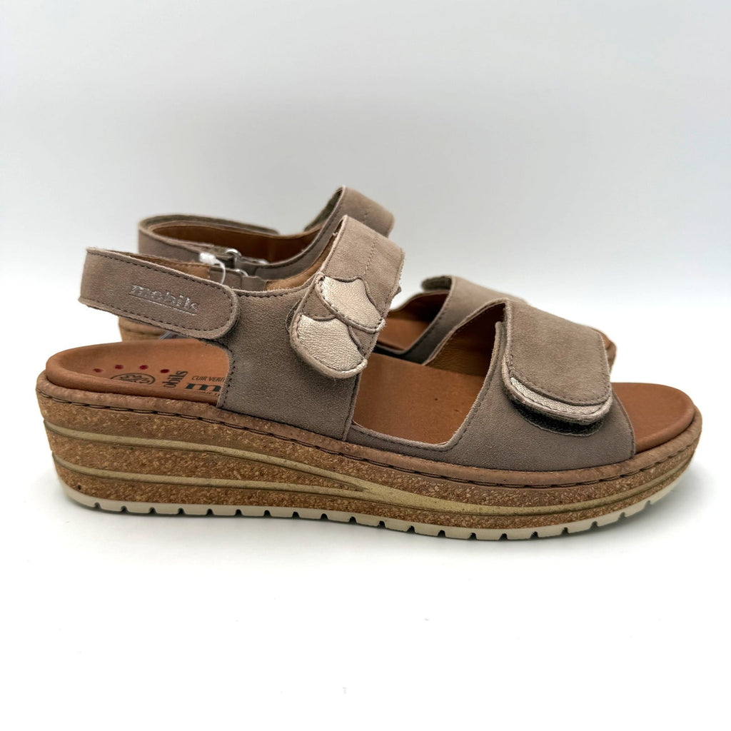 Mobils by Mephisto Womens Riley Wedge Sandals Size 10 EU 40 Light Taupe NIB