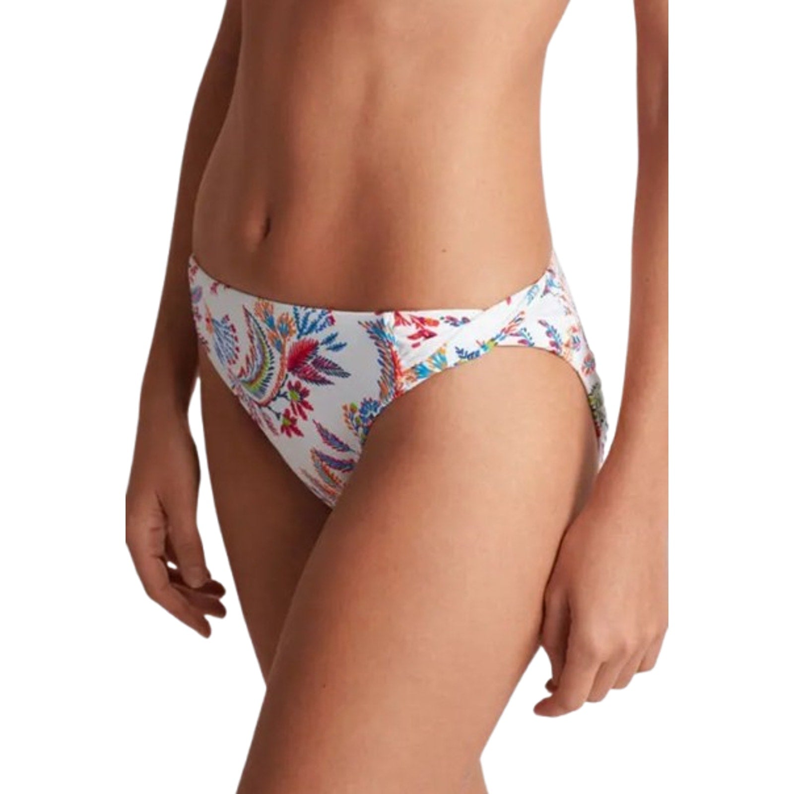 LAUREN RALPH LAUREN Fleurette Hipster Bikini Bottom Size 6 White Twist Side NWT
