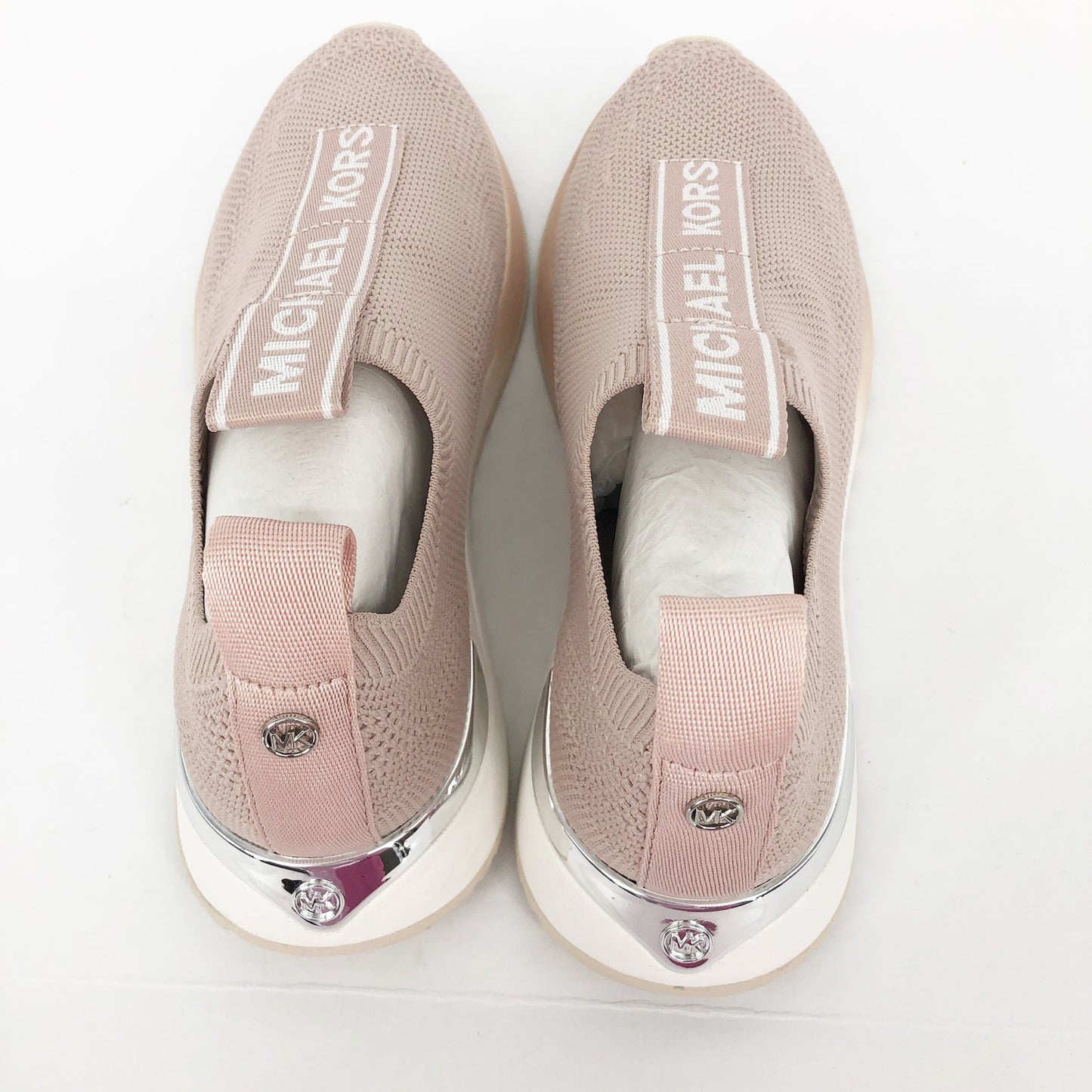 MICHAEL KORS Womens Bodie Mesh Slip-On Sneaker 6 Light Pink Logo Tape NWOB