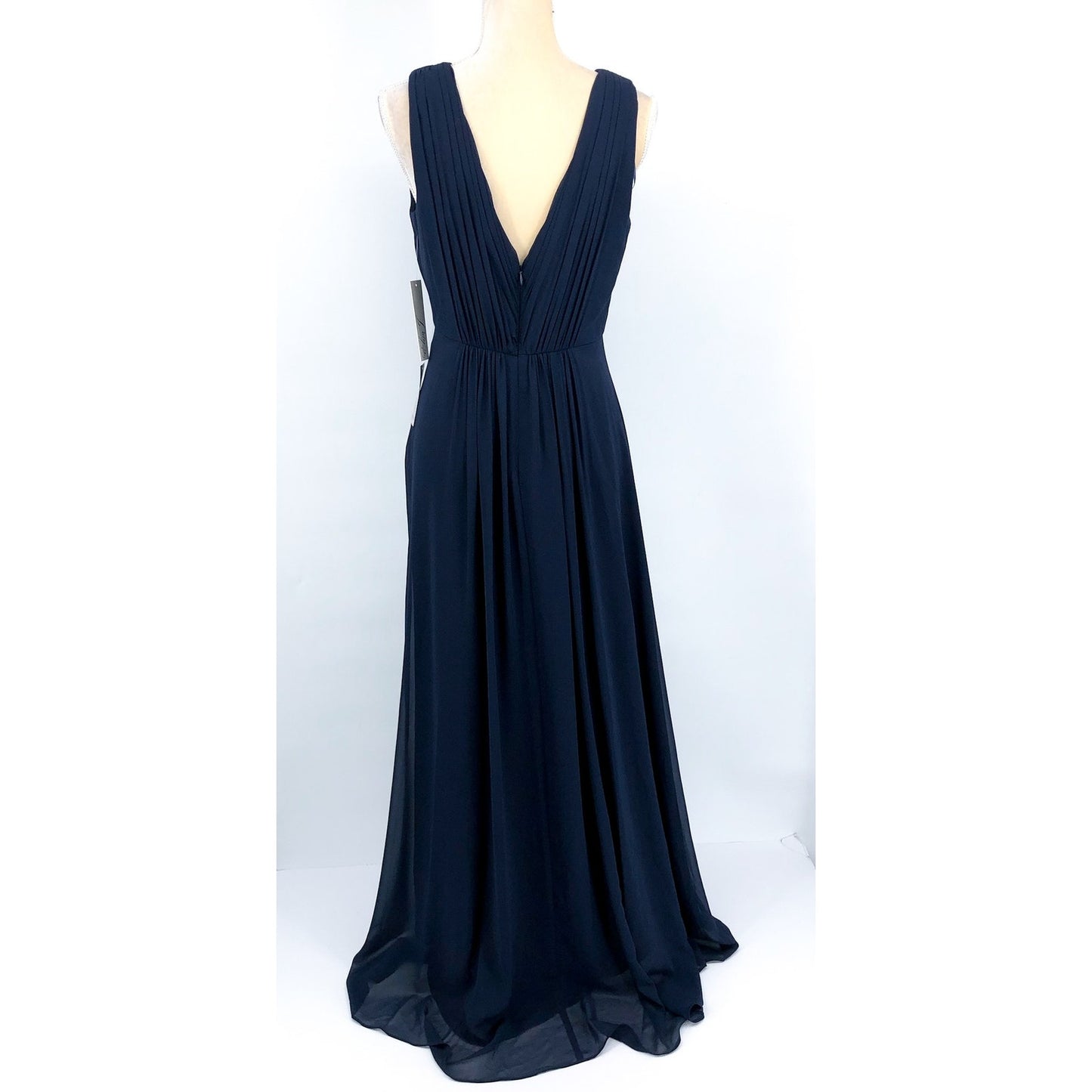 ELIZA J High Low Chiffon Long Dress Size 8 Navy Blue Embellished Sleeveless NWT