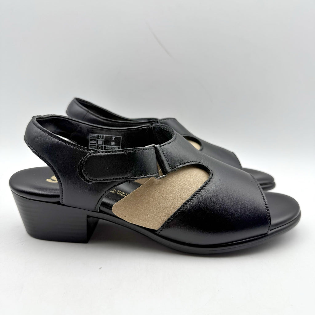 SAS Womens Suntimer Heeled Sandals Size 7 M EU 37.5 Black Leather NIB