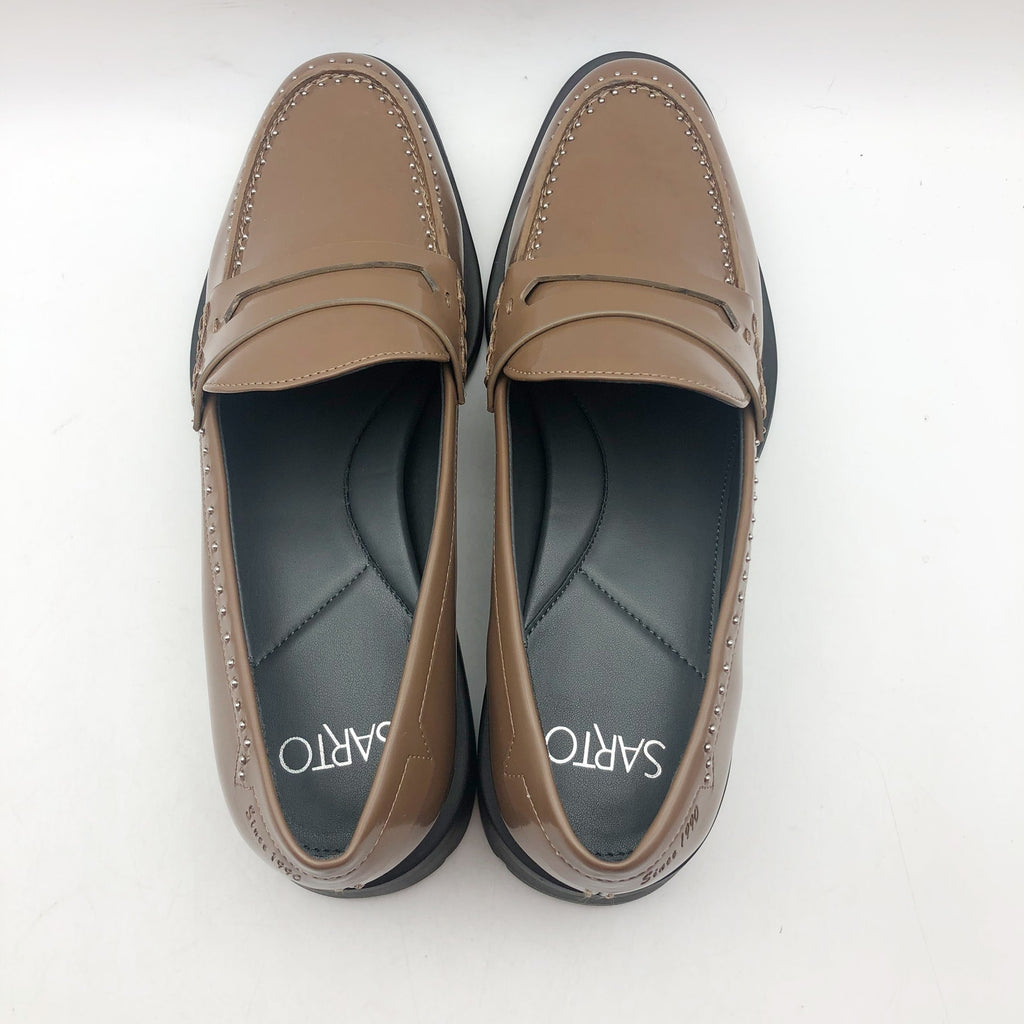 Franco Sarto Womens Eden Studded Loafers Size 7.5 Toffee Brown Slip On NWOB
