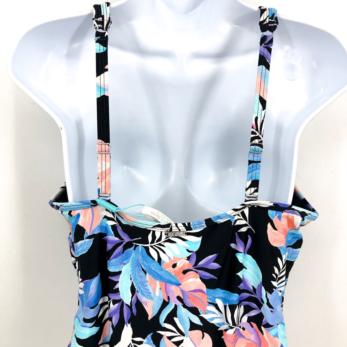 SEA LEVEL SWIM Botanica Spliced One Piece Swimsuit Size 10 Black Floral NWT