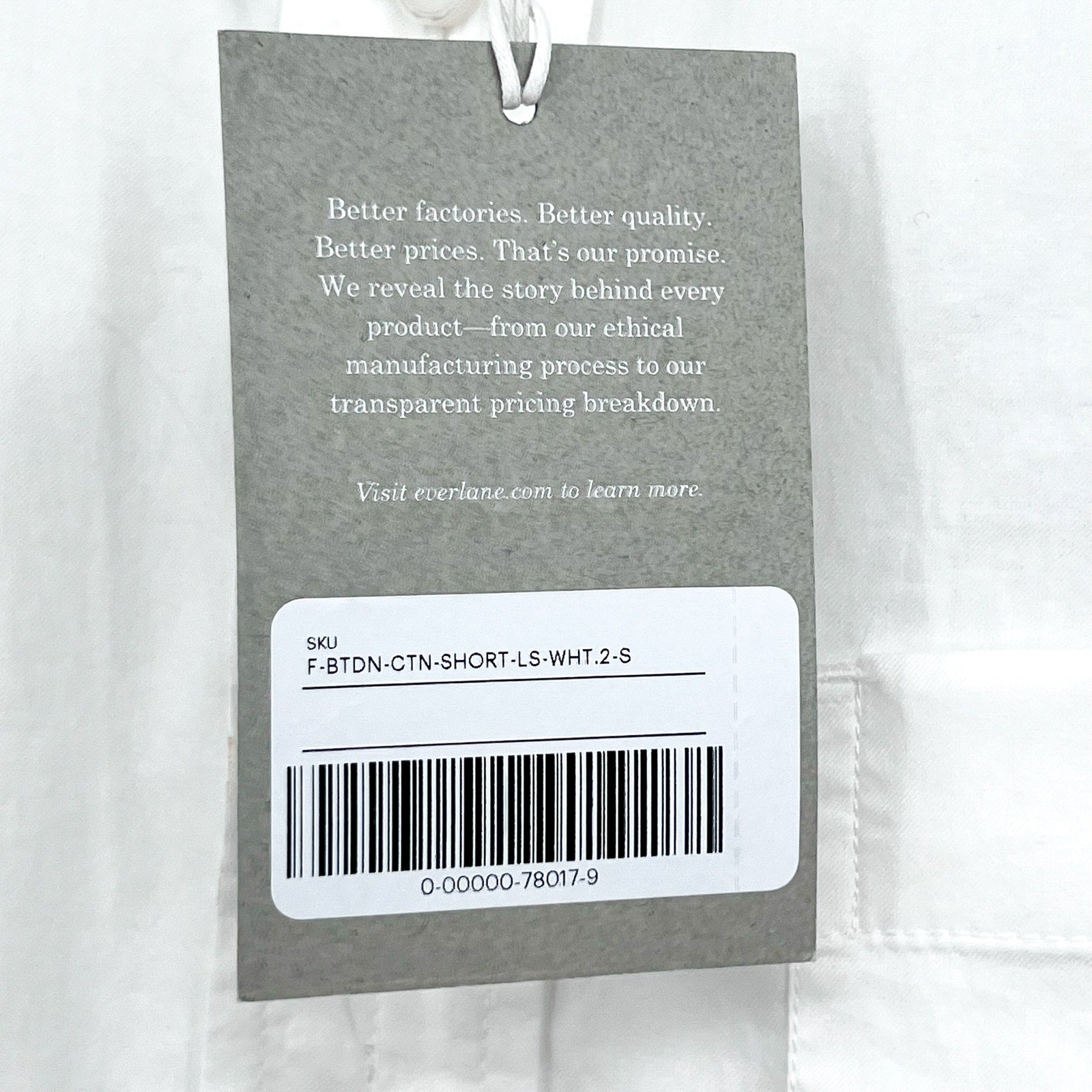 EVERLANE Women's The Way-Short Shirt in Silky Cotton Small White Long Sleeve NWT