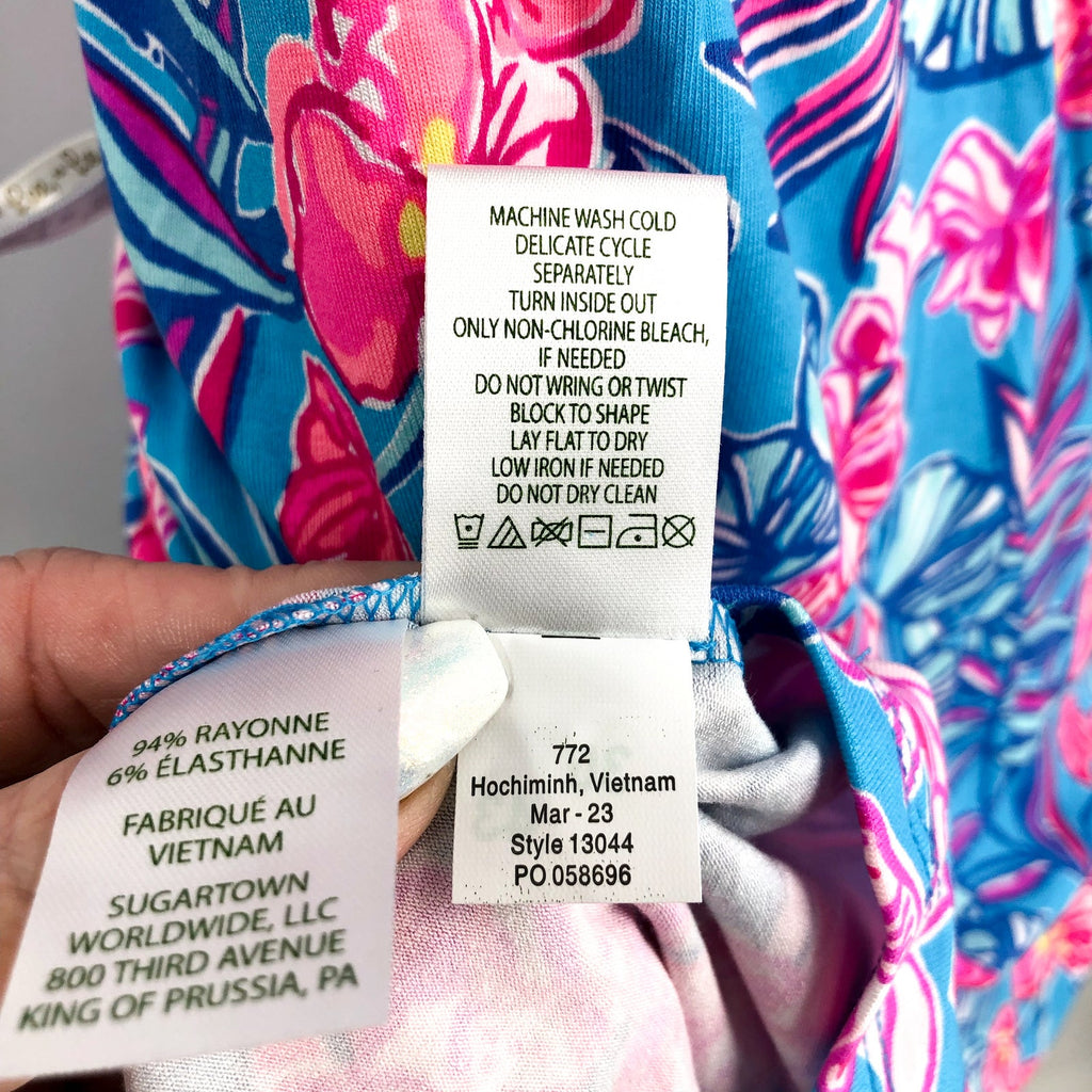 LILLY PULITZER Niki One Shoulder Romper Size 16 Cumulus Blue Orchid Oasis NWT