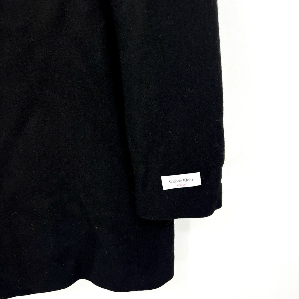 CALVIN KLEIN Men's Mayden Slim-Fit Overcoat 44R Black Wool Blend $495 NWOT