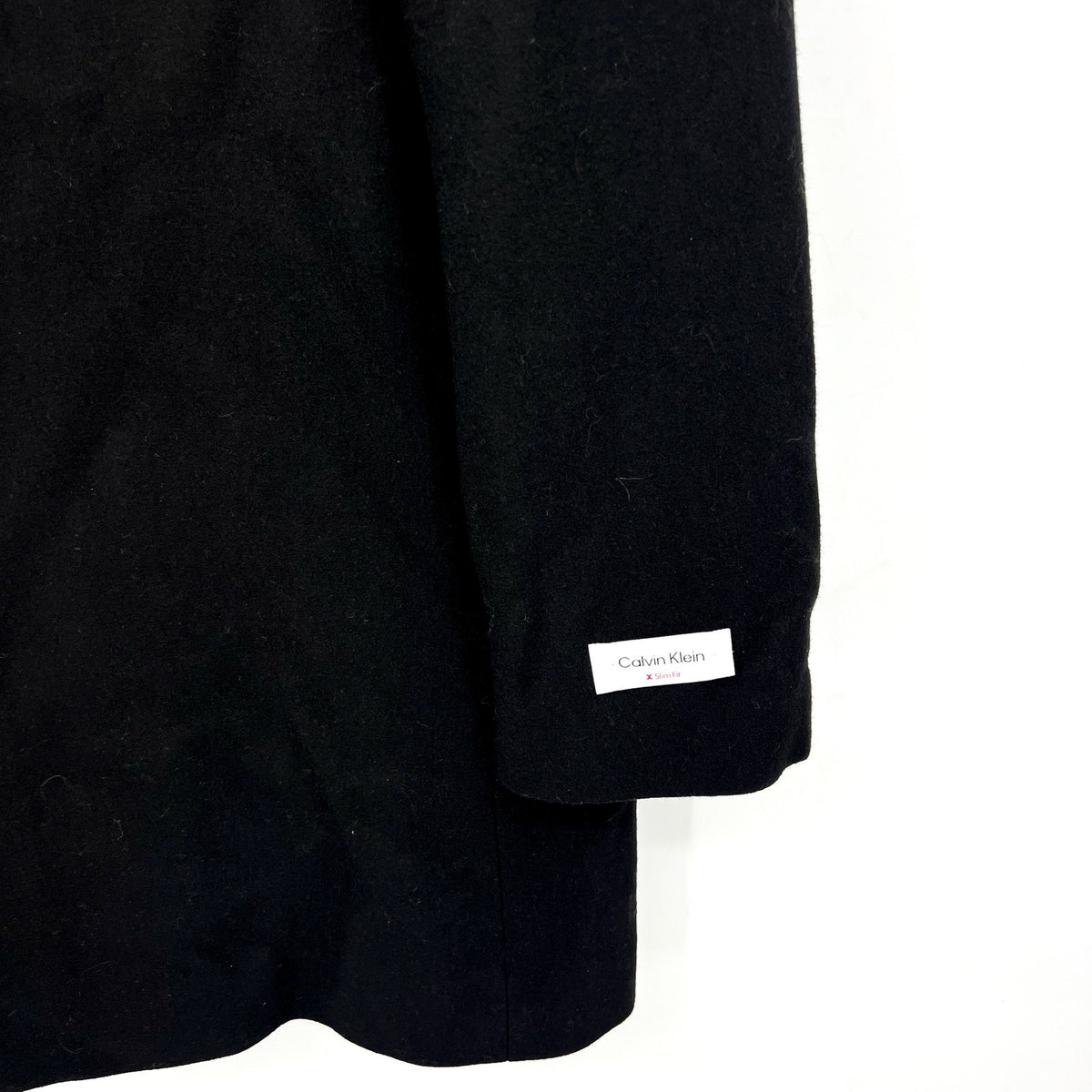 CALVIN KLEIN Men's Mayden Slim-Fit Overcoat 44R Black Wool Blend $495 NWOT