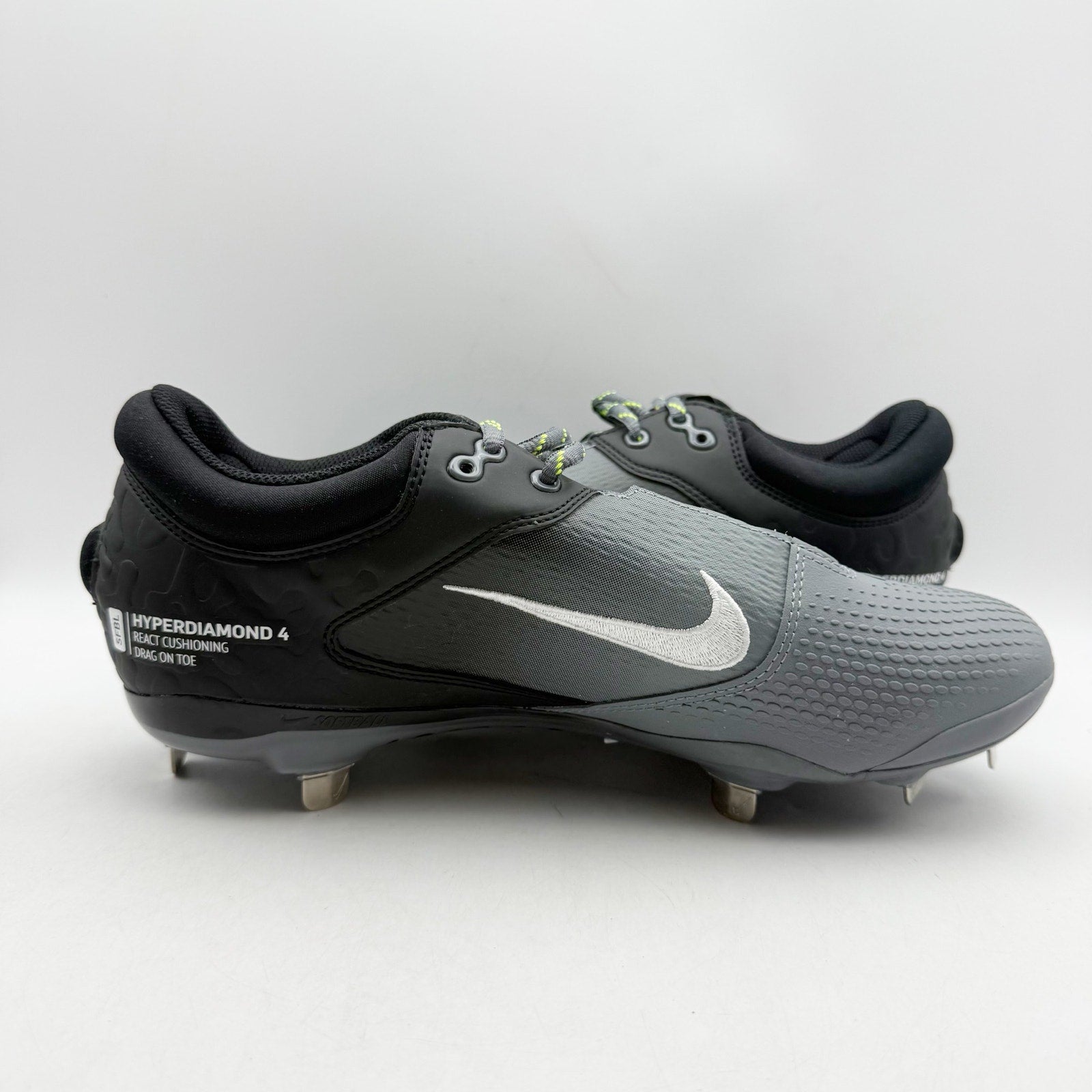 Nike Womens Hyperdiamond 4 Elite Softball Cleats US 11 EU 43 Black Grey NWOB