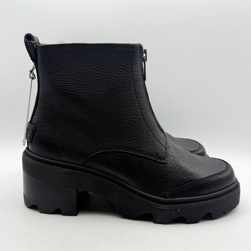 Sorel Womens Joan Now Zip Ankle Bootie Size 9 EU 40 Black Leather Waterproof NIB