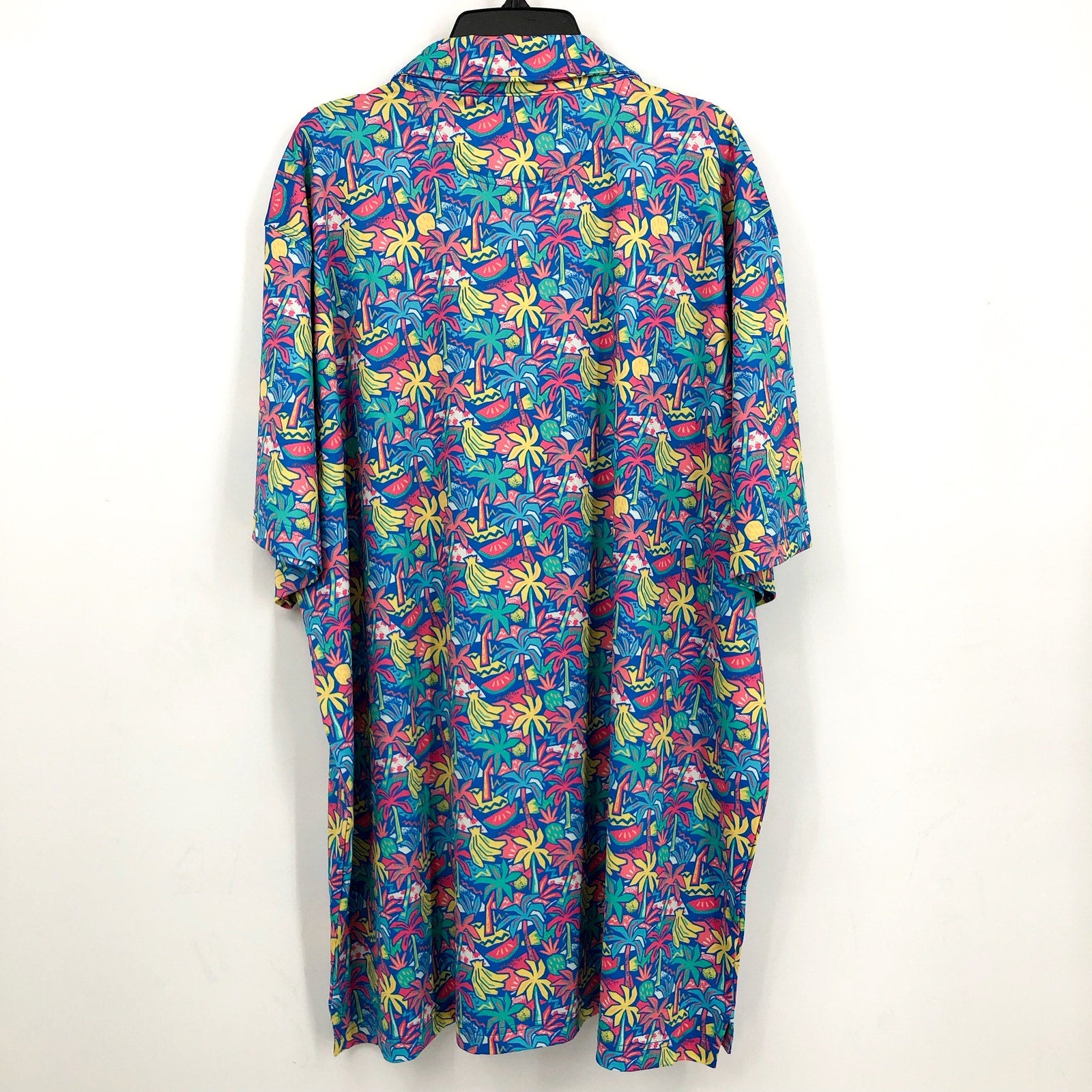 CHUBBIES Mens Performance Polo Shirt XXL Blue Tropical Bunch Short Sleeve NWT