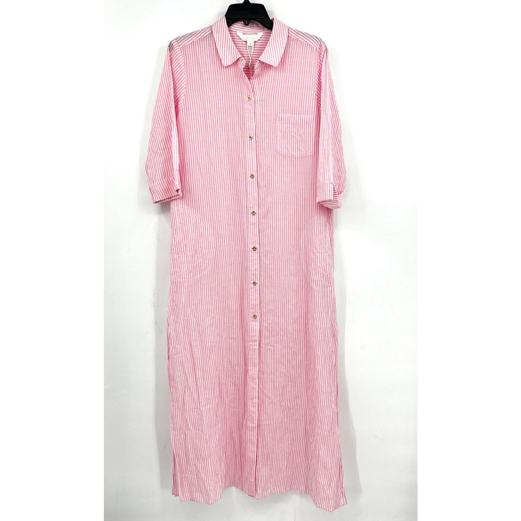 LILLY PULITZER Natalie Maxi Cover-up Dress Medium Conch Shell Pink Stripe NWT
