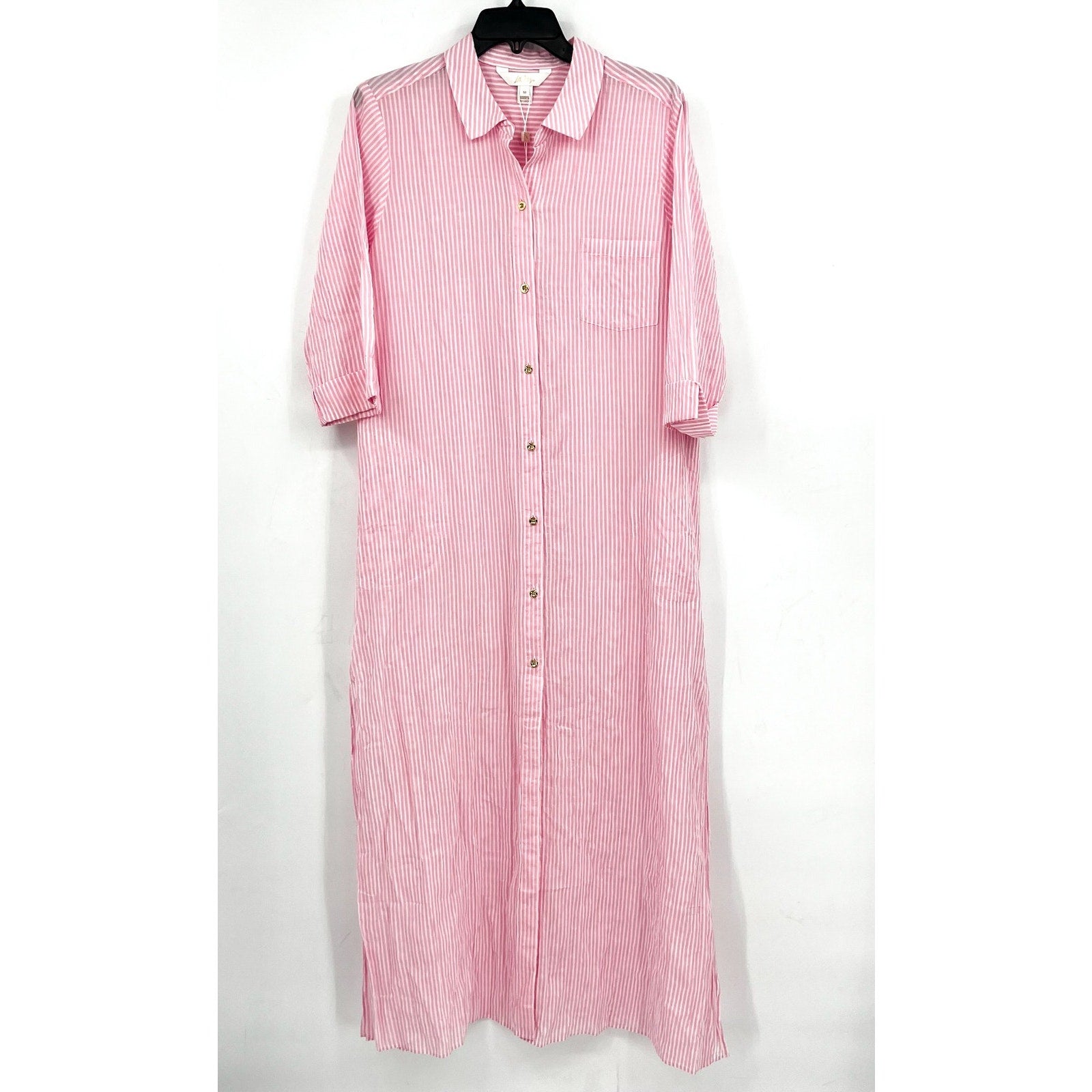 LILLY PULITZER Natalie Maxi Cover-up Dress Medium Conch Shell Pink Stripe NWT